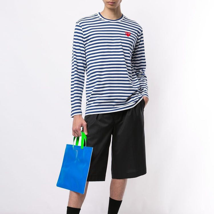 COMME des GARCONS PLAY Striped Big Heart Long-Sleeve T-Shirt 'Blue/White' AZ-T164-051-2 - 2