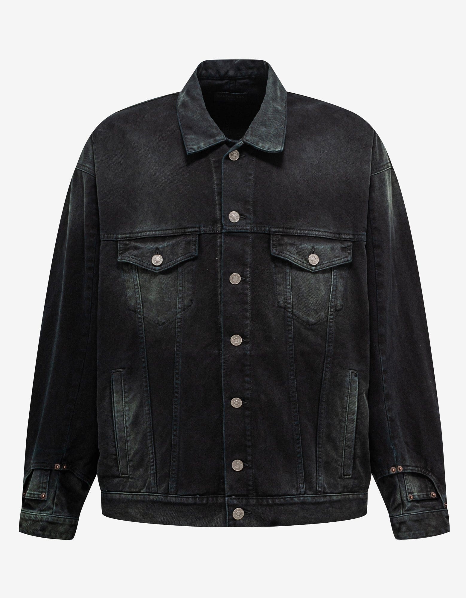Black Deconstructed Denim Jacket - 1