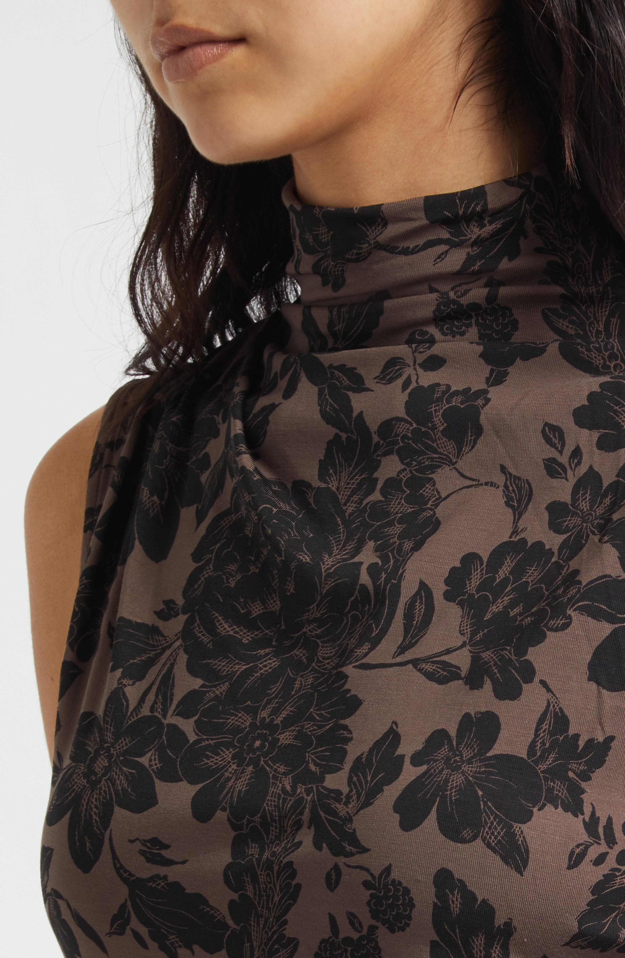 Veronica Beard Mylie Sleeveless Turtleneck Top in Dark Lichen Black at Nordstrom - 5