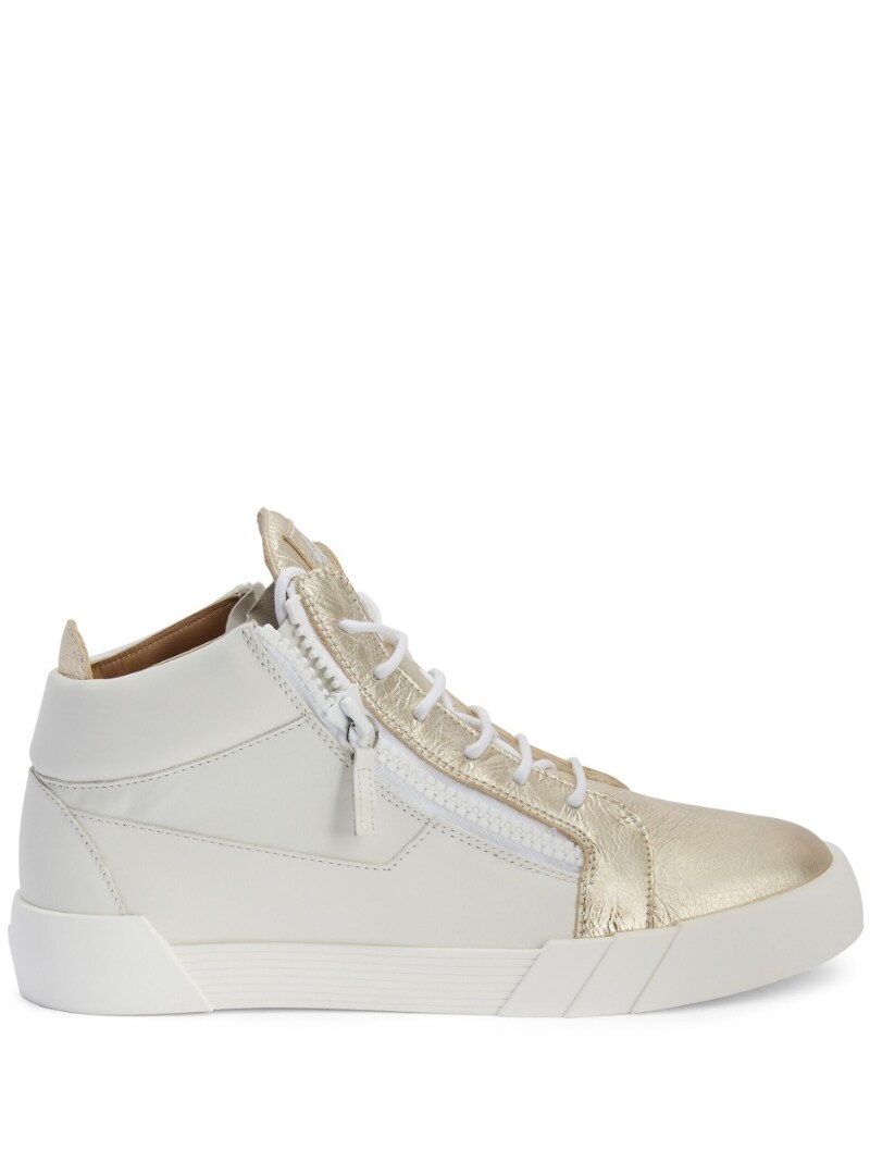 high-top leather zip-up sneakers - 1