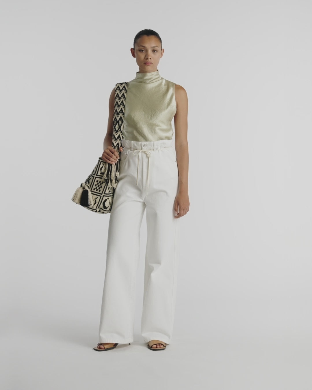 Crinkled-Satin Turtleneck Top - 3