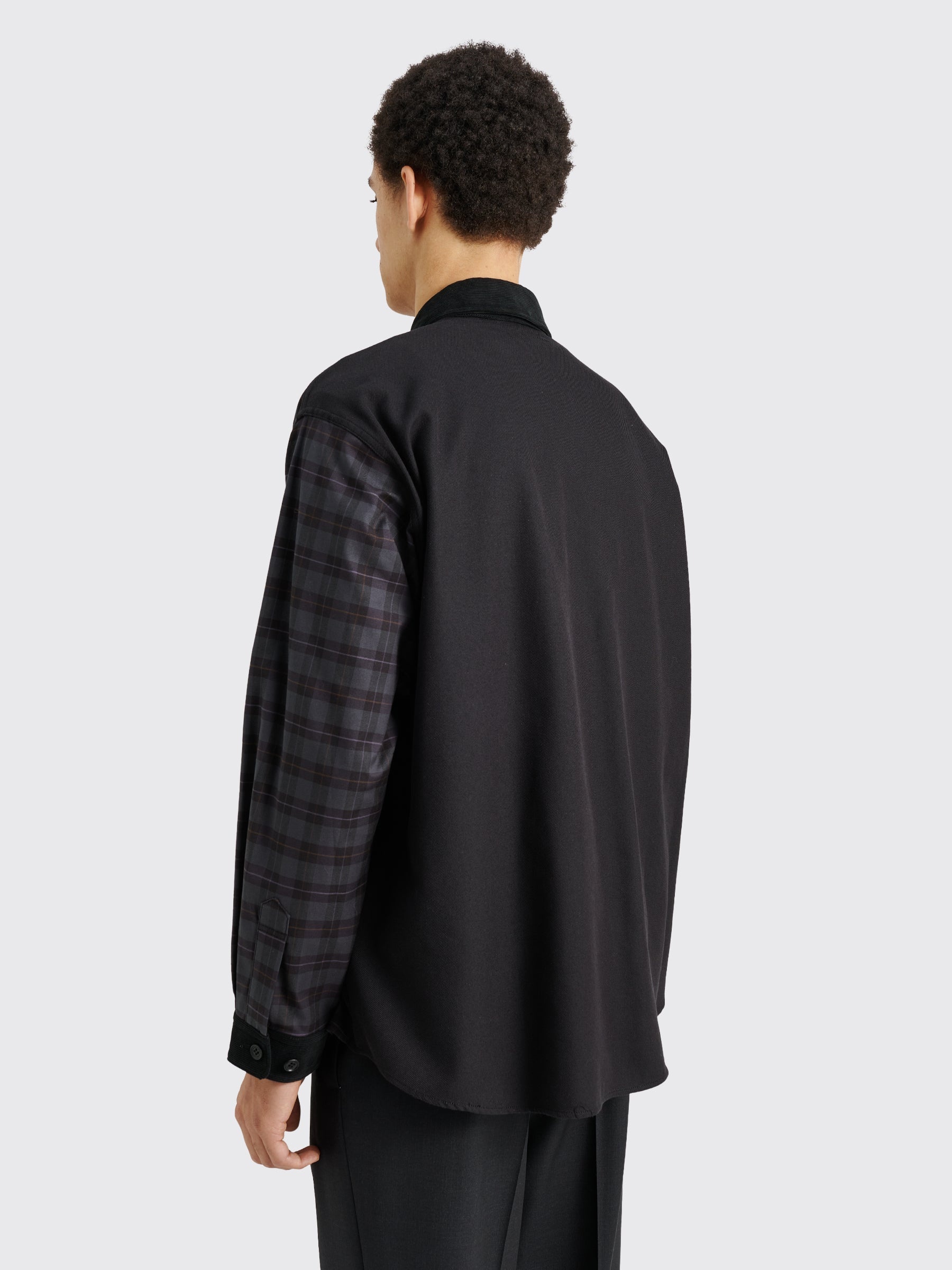 COMME DES GARÇONS HOMME WOOL PANEL SHIRT NAVY / BLACK - 4