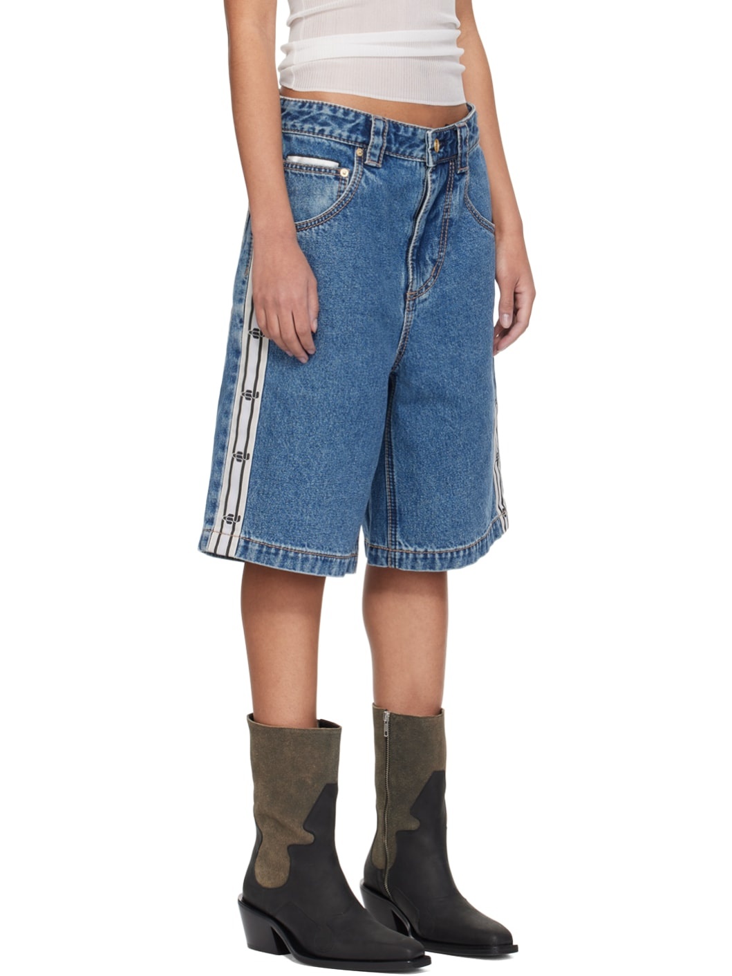 SSENSE Exclusive Indigo Keanu Tape Denim Shorts - 2