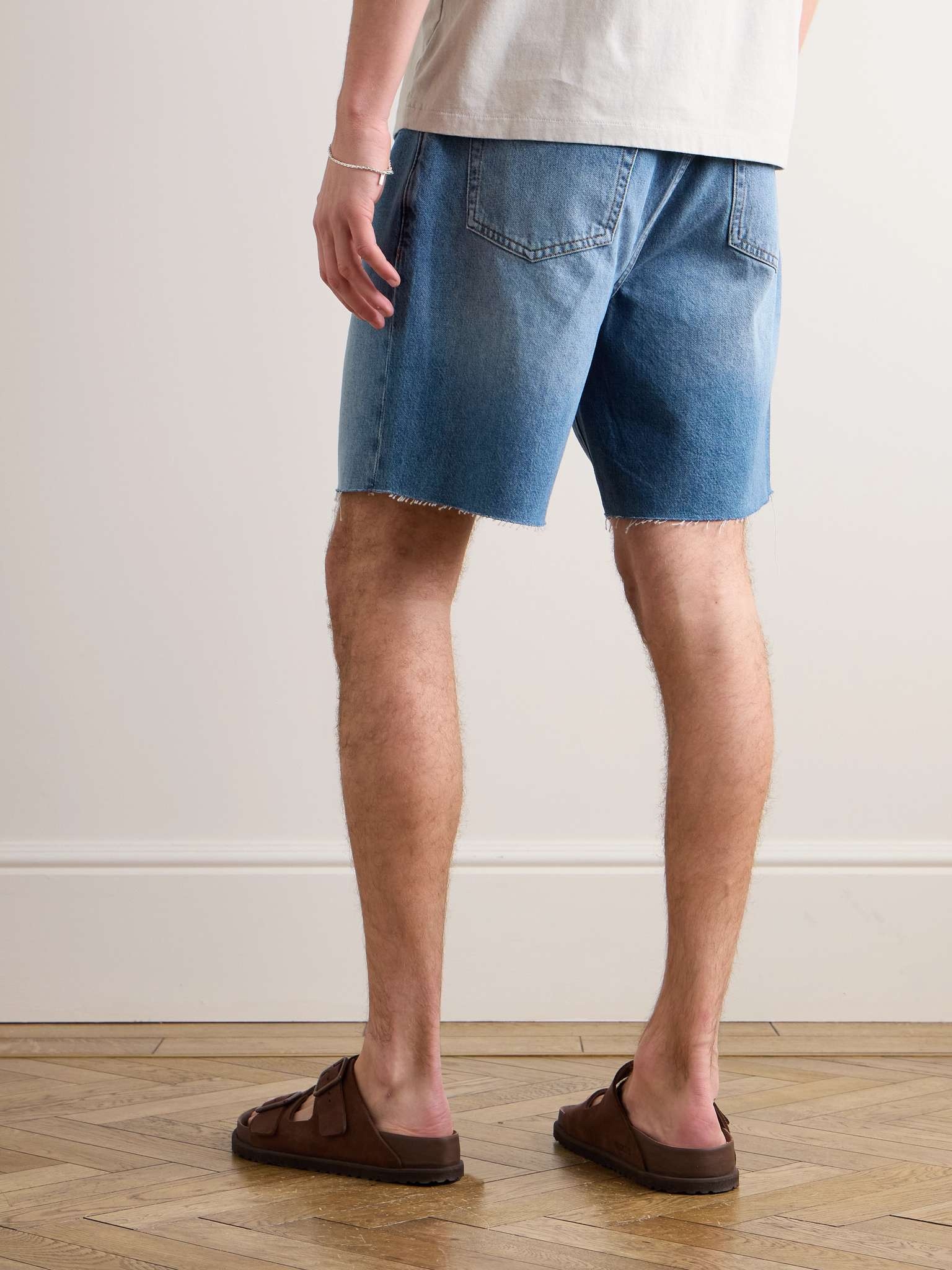 Straight-Leg Frayed Denim Shorts - 4