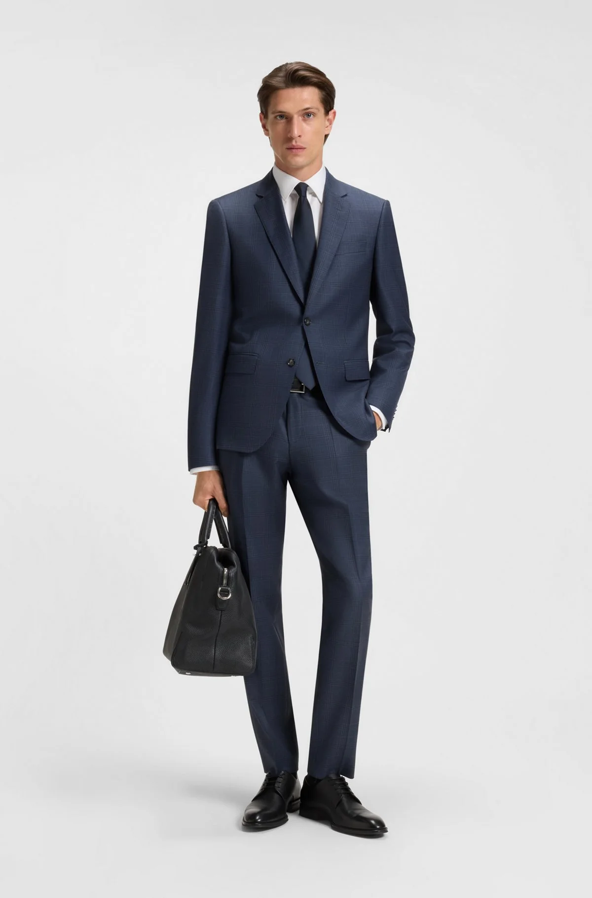 SLIM-FIT THREE-PIECE SUIT IN CHECKED WOOL - 1