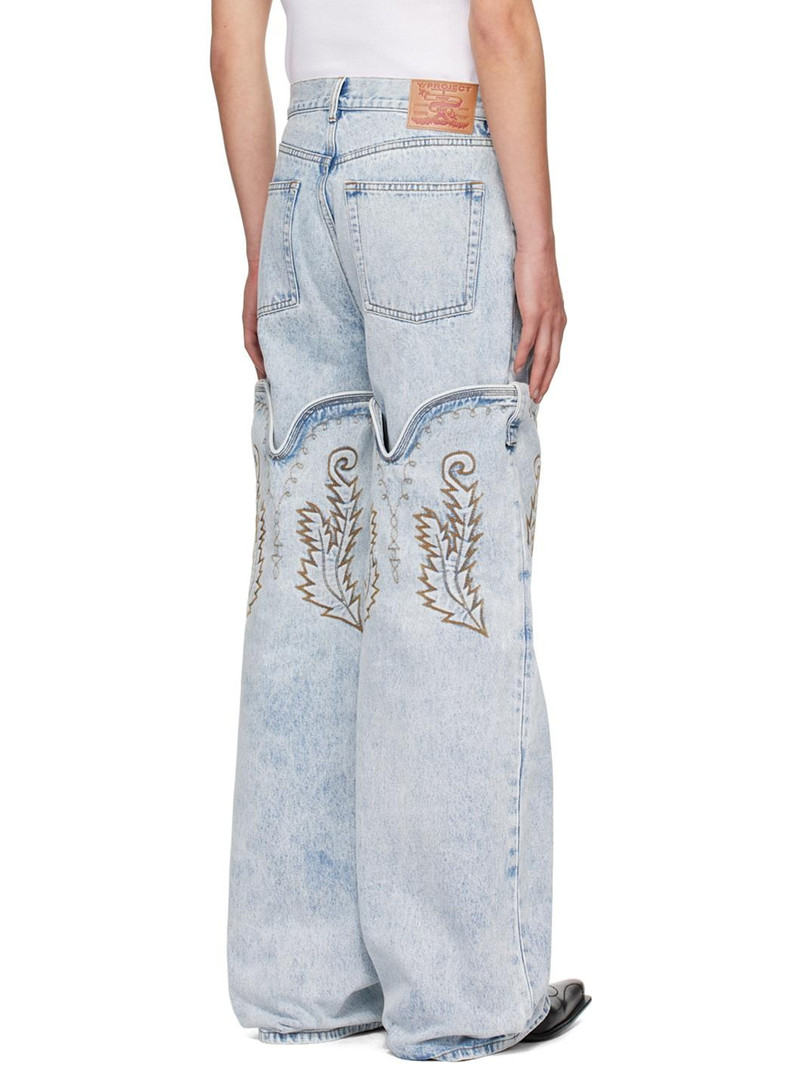 SSENSE Exclusive Blue Maxi Cowboy Cuff Jeans 3