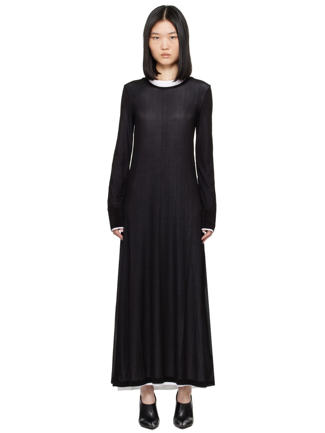 Black & White Double Layer Maxi Dress - 1