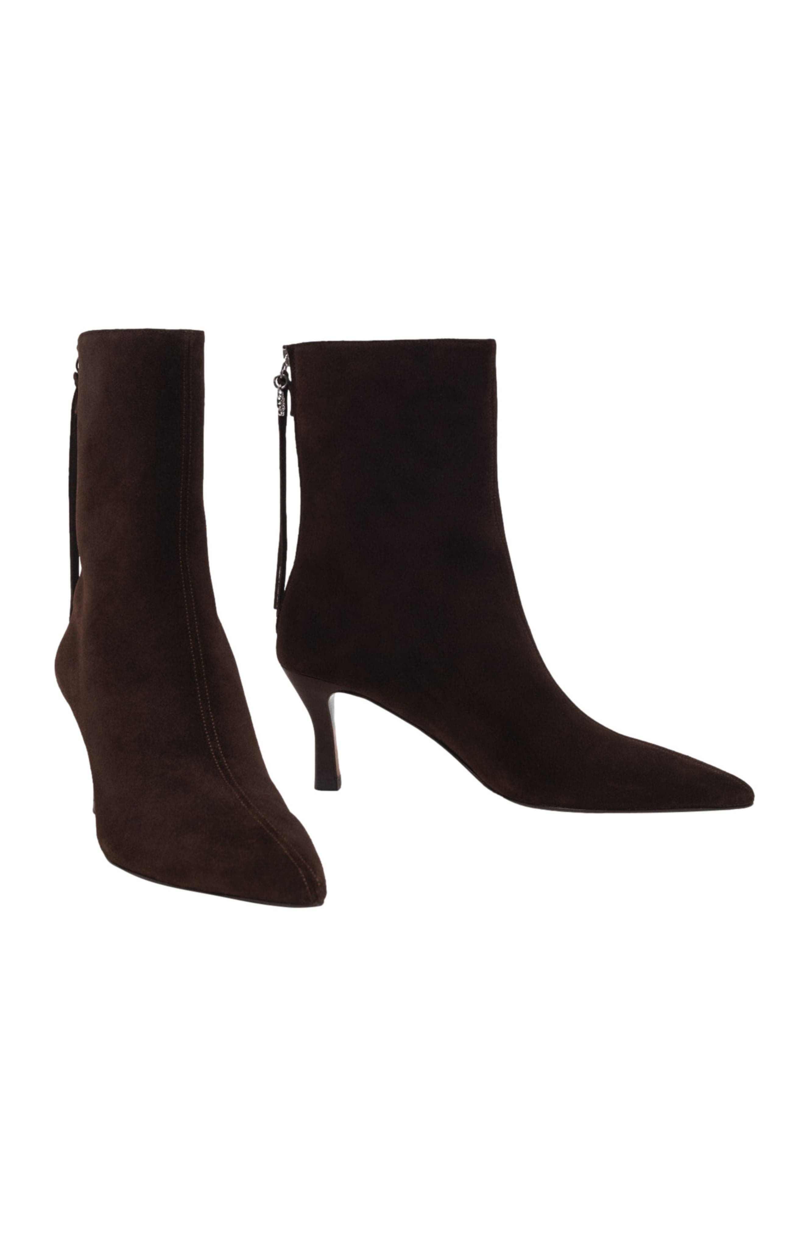 maje Zipped suede ankle boots in Dark Brown at Nordstrom - 4