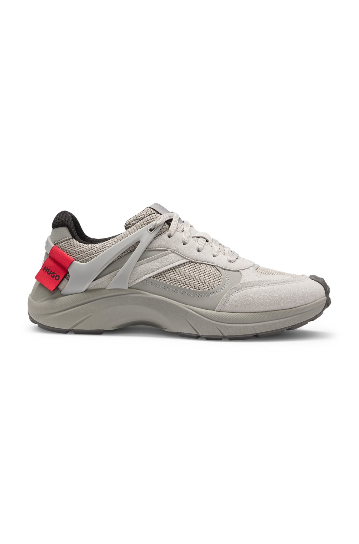 LOGO-SPOILER TRAINERS IN MESH AND FAUX SUEDE - 1