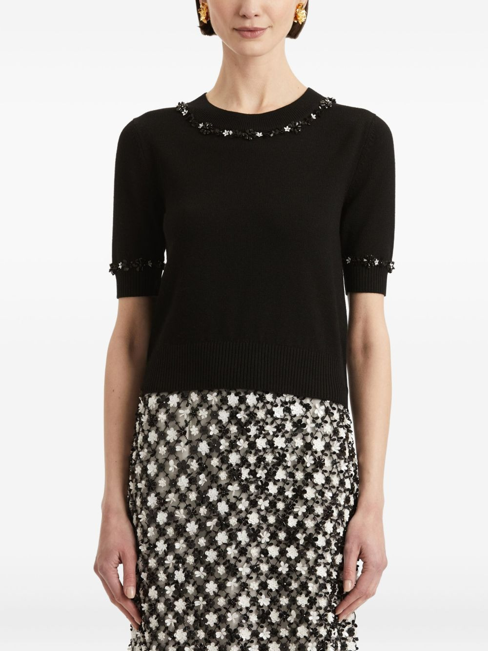 sequin-embellished wool T-shirt - 3