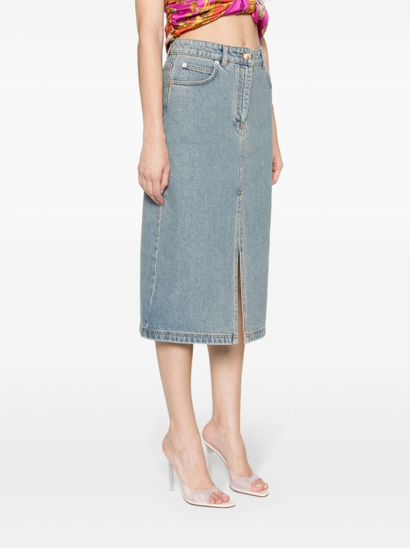 Teddy Bear-button denim midi skirt 3