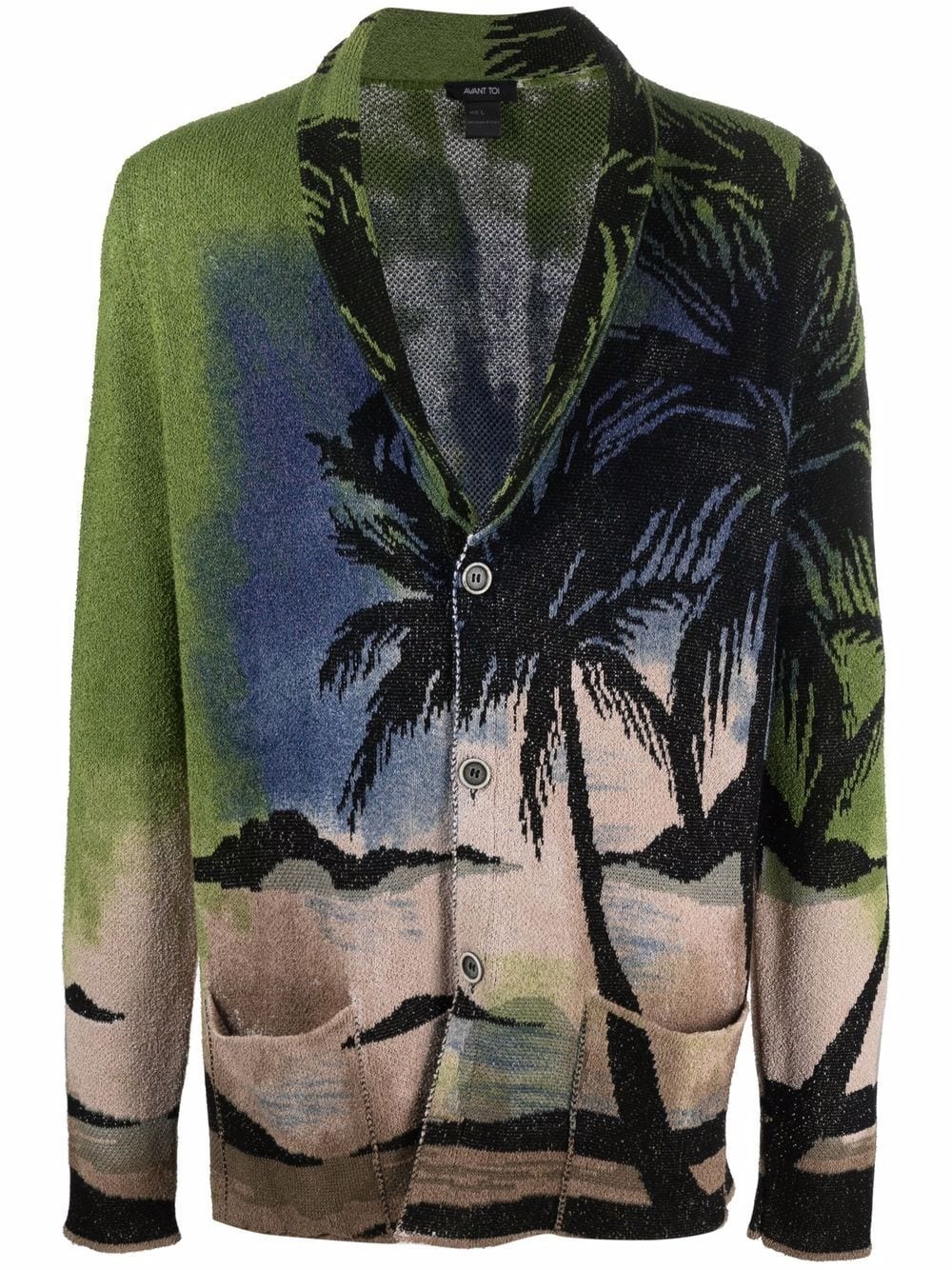 palm tree-print cardigan - 1