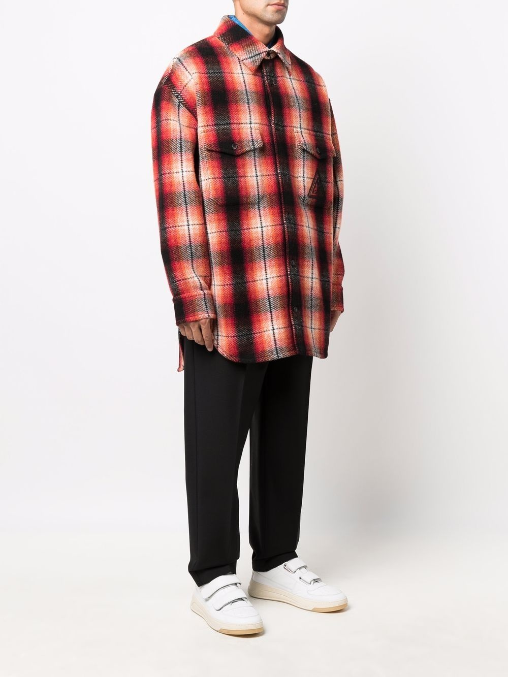 checked oversized shirt jacket - 3