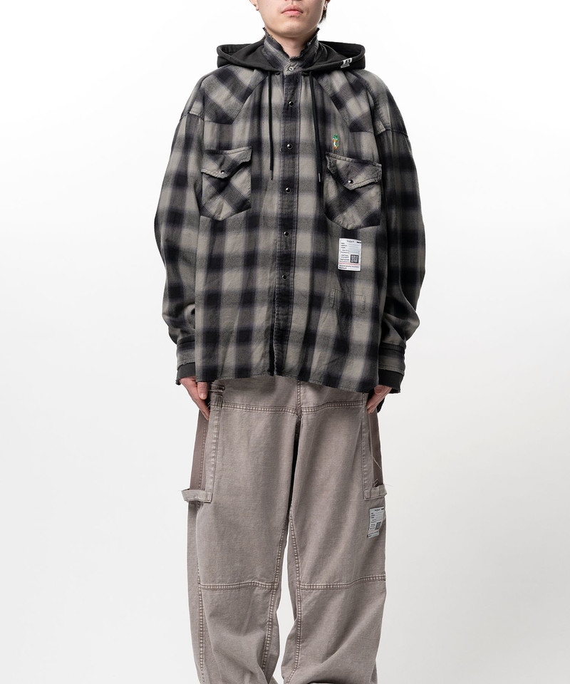 Hoodie Combine Checkered Shirt - 1