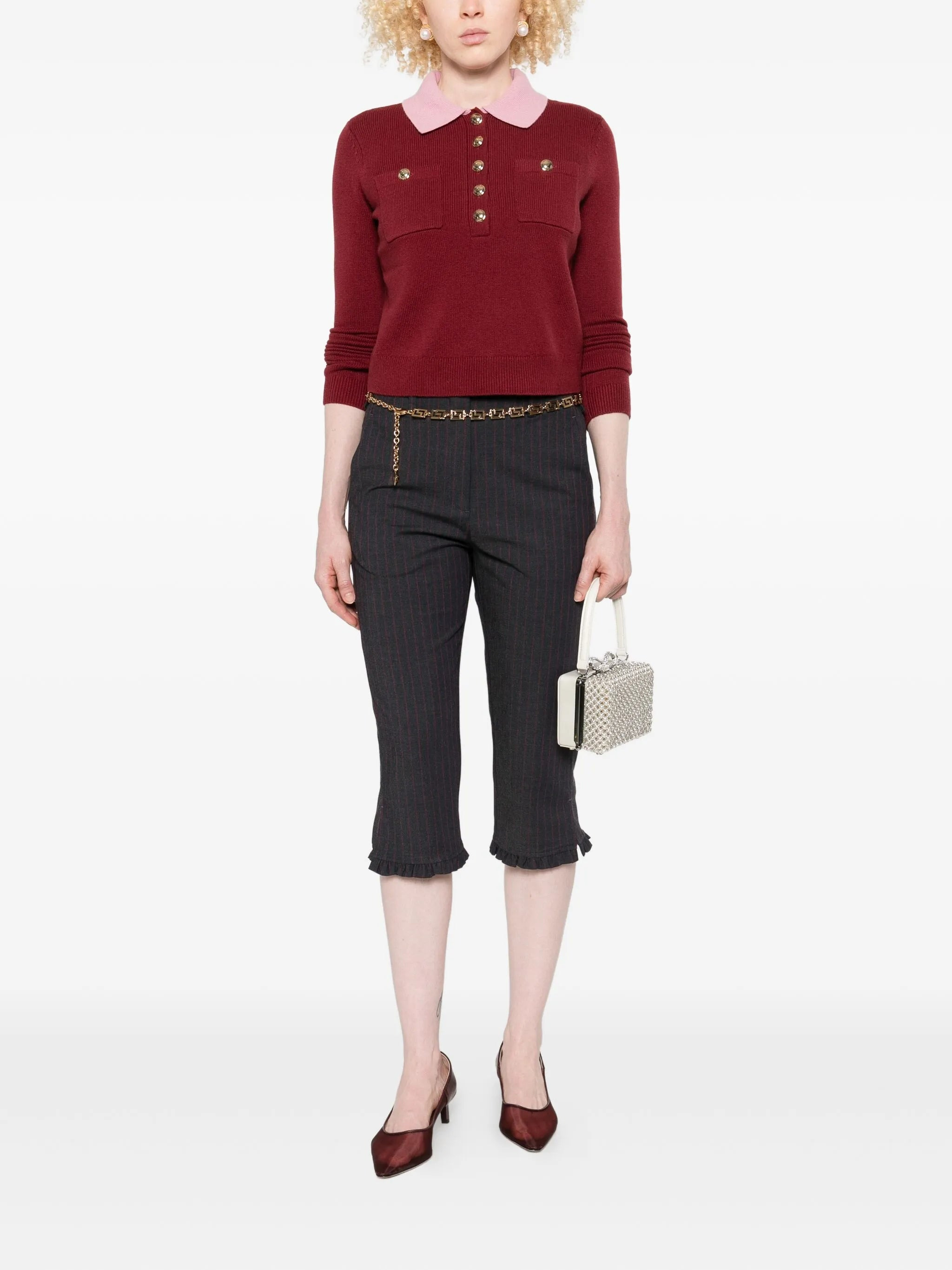 Self-portrait Contrast-collar Polo Top - 5