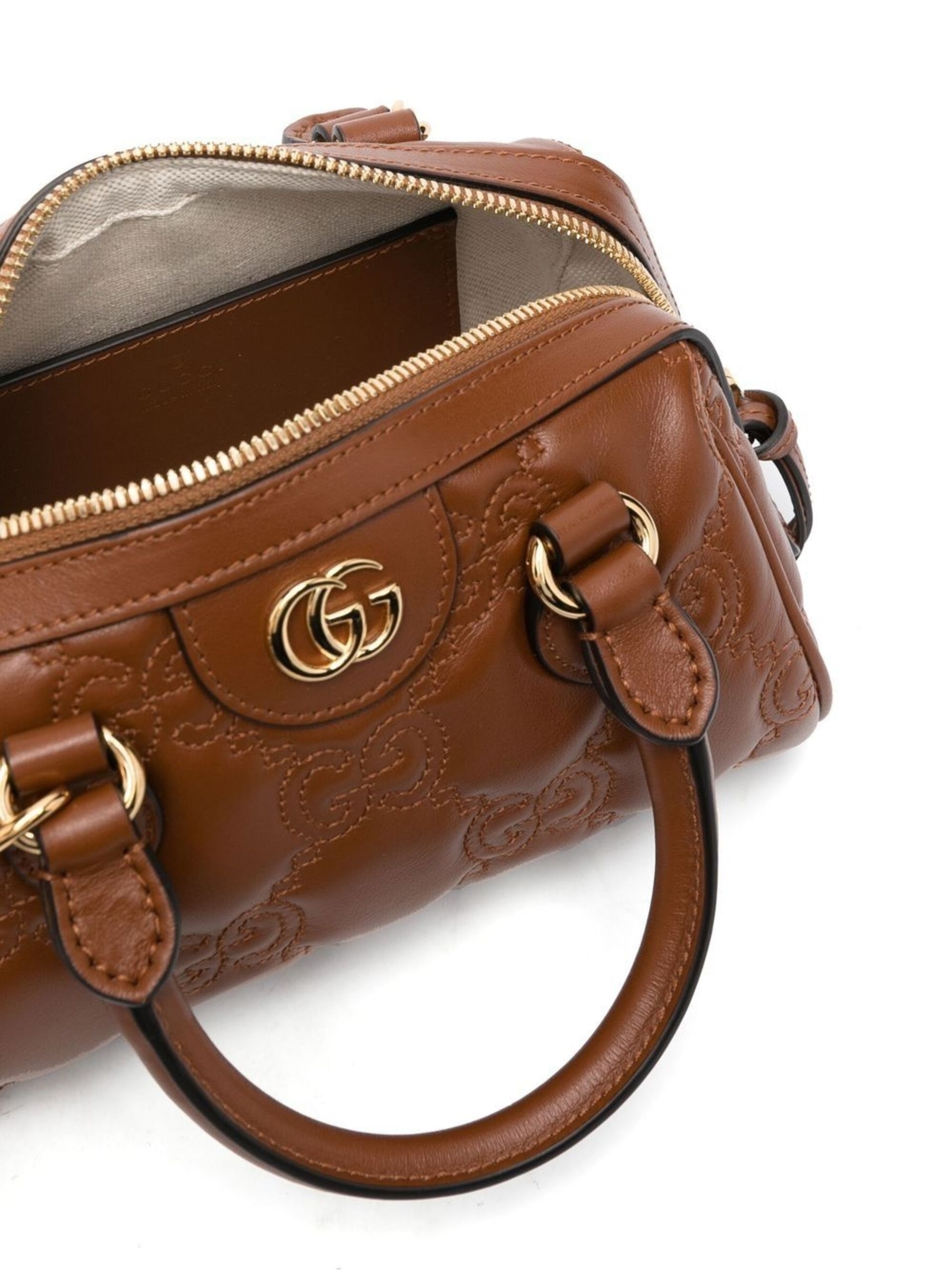 Brown matelassé mini leather top handle bag - 5