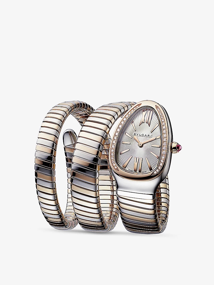 SP35WSPGD.2T Serpenti Tubogas 18ct rose-gold, stainless steel and brilliant-cut diamond quartz watch - 2