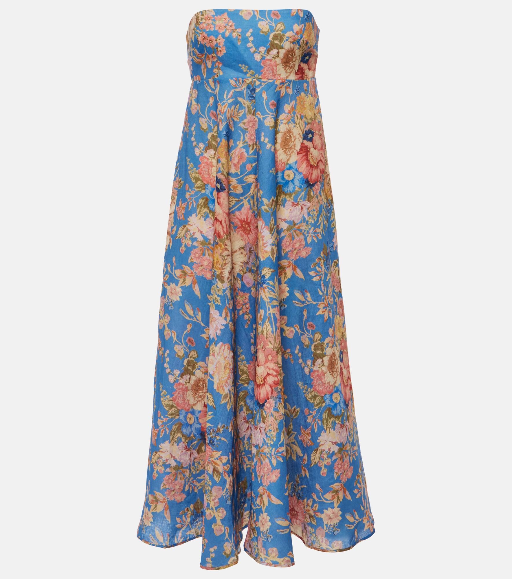 August floral linen midi dress - 1