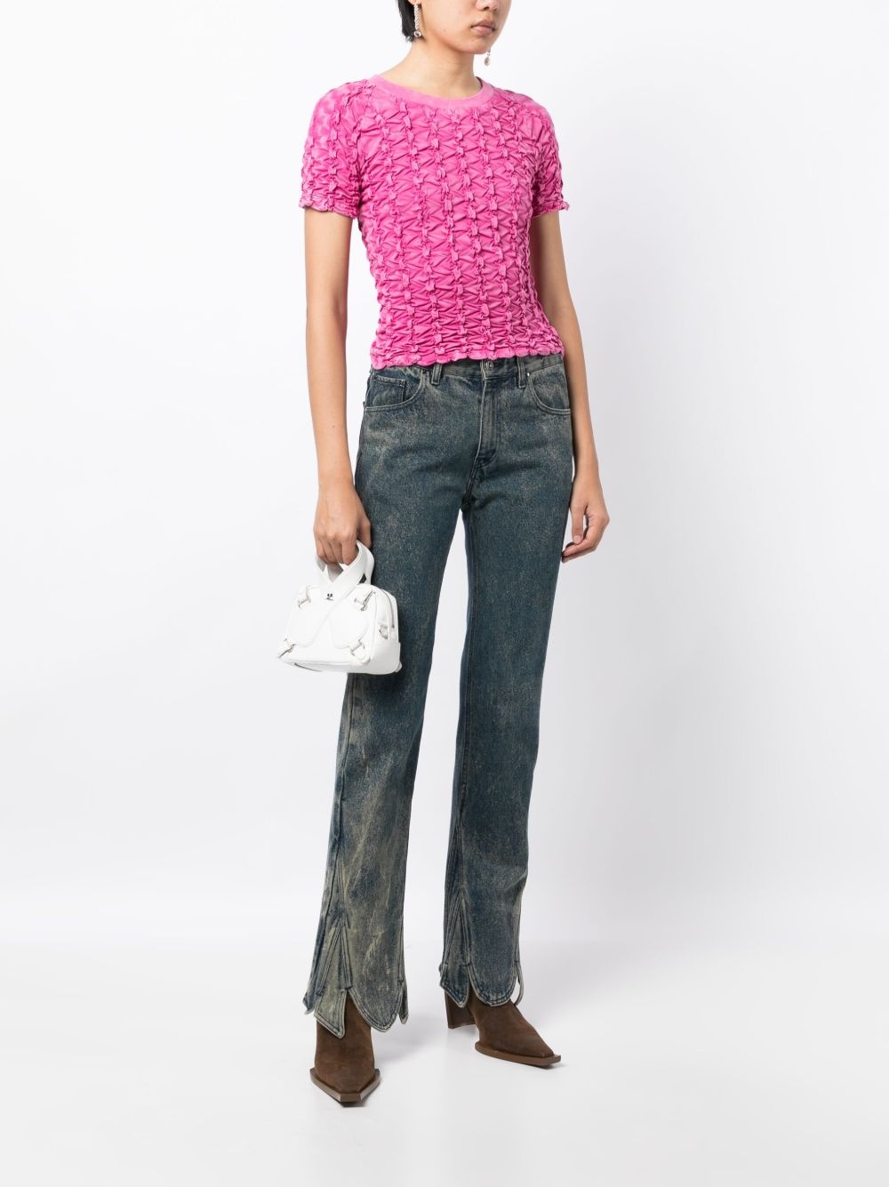 ruched-detailing cotton T-shirt - 2