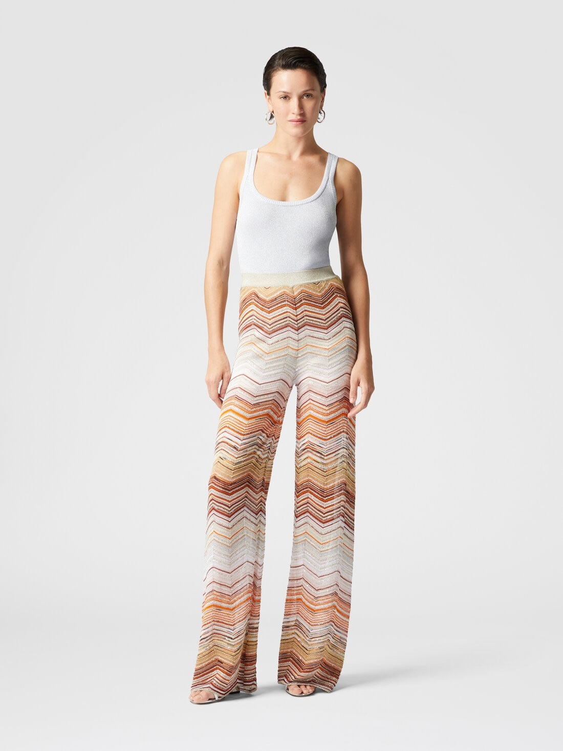 Palazzo chevron lamé trousers with sequins - 2