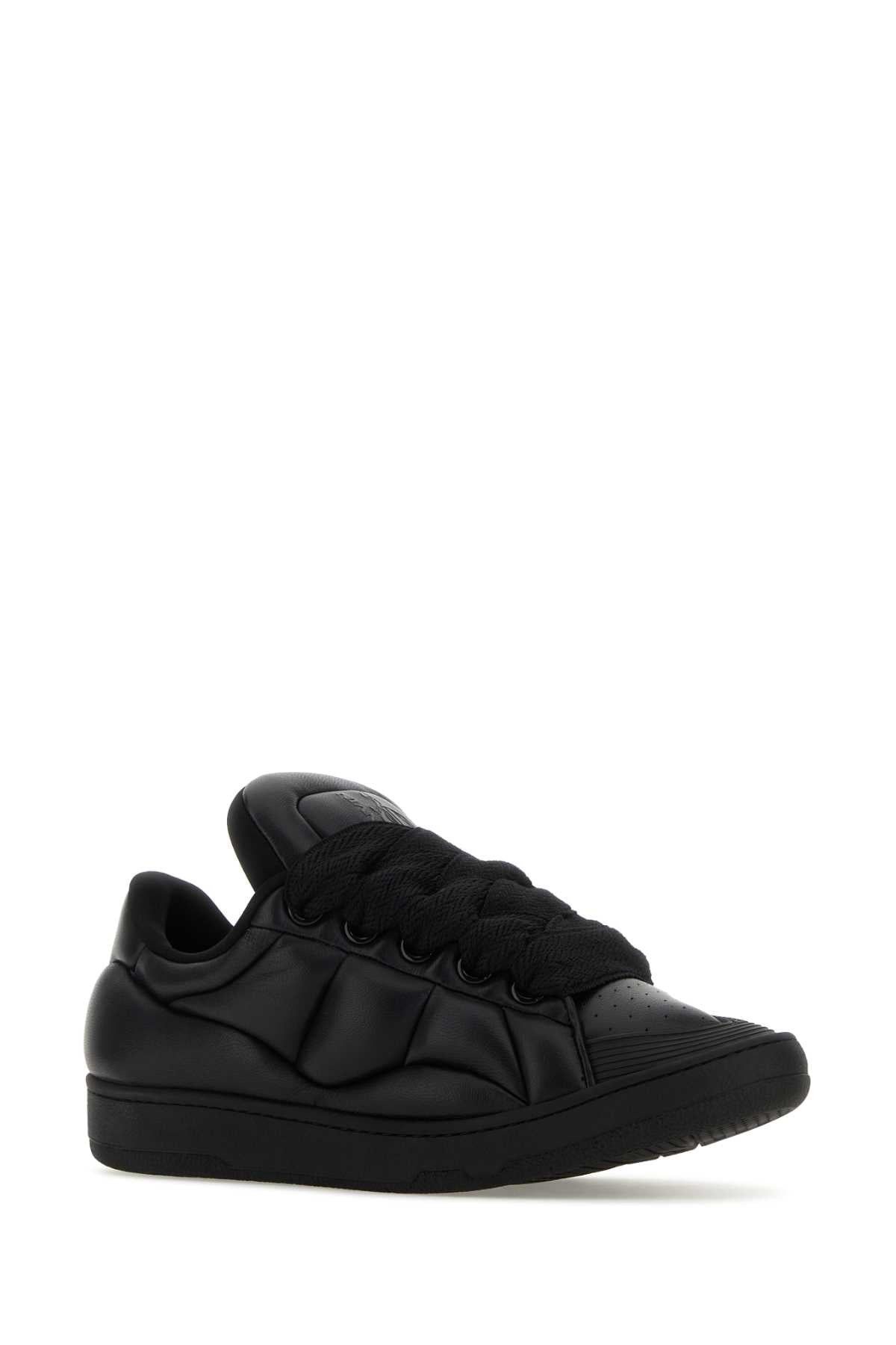 Lanvin Men Black Leather Curb Xl Sneakers - 2