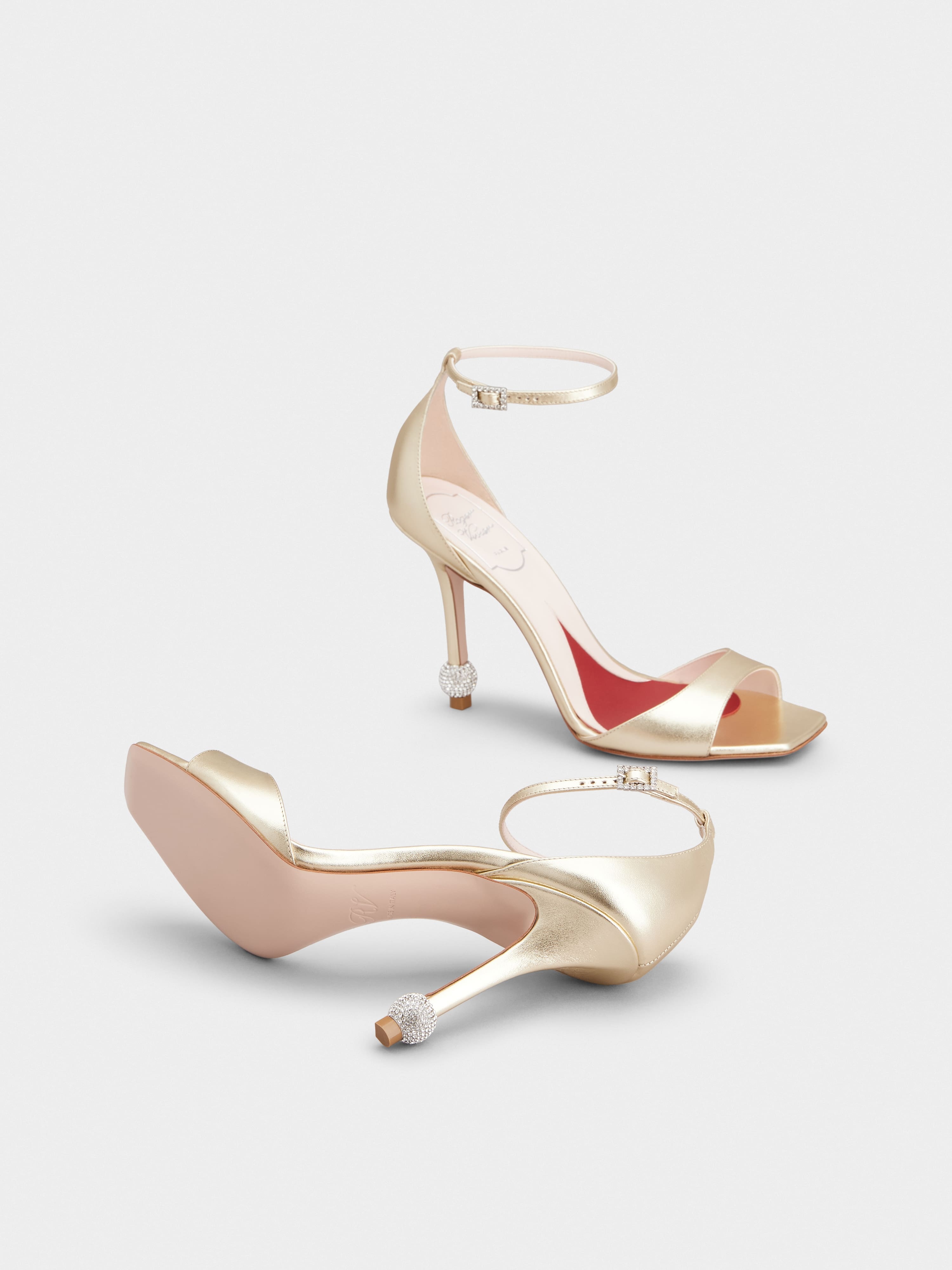 Jewel Heel Sandals in leather - 6