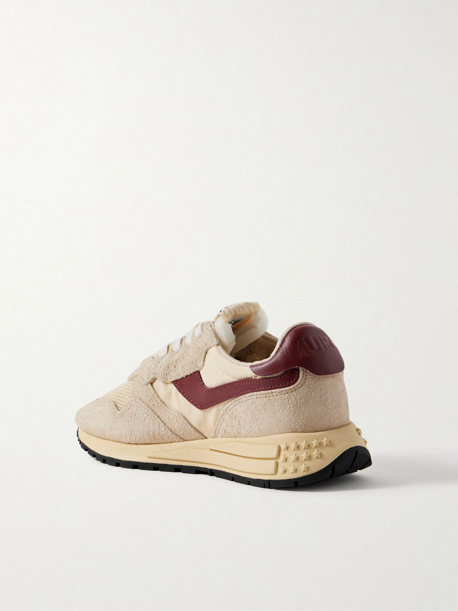 Reelwind Low leather-trimmed suede, mesh and shell sneakers Cream - 3