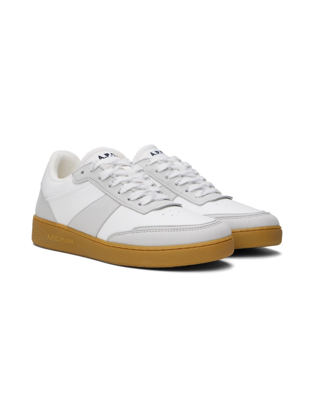 White & Gray Plain Sneakers - 4