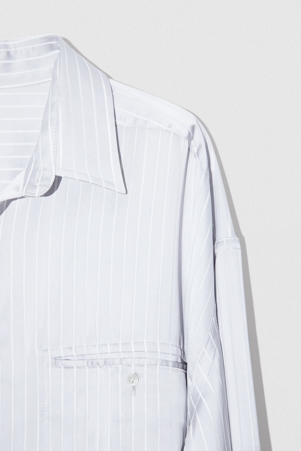 SATIN PIN STRIPE SHIRT GREY AND WHITE VISCOSE BLEND - 5