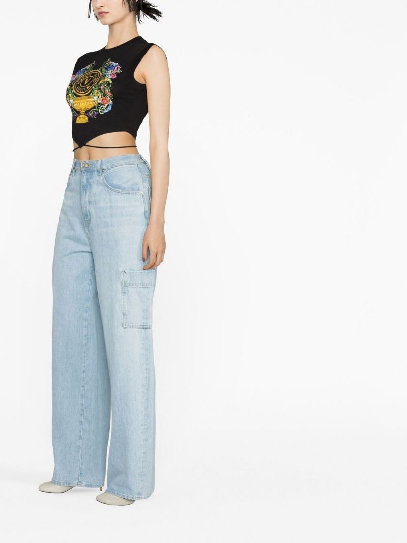 graphic-print crop top - 4