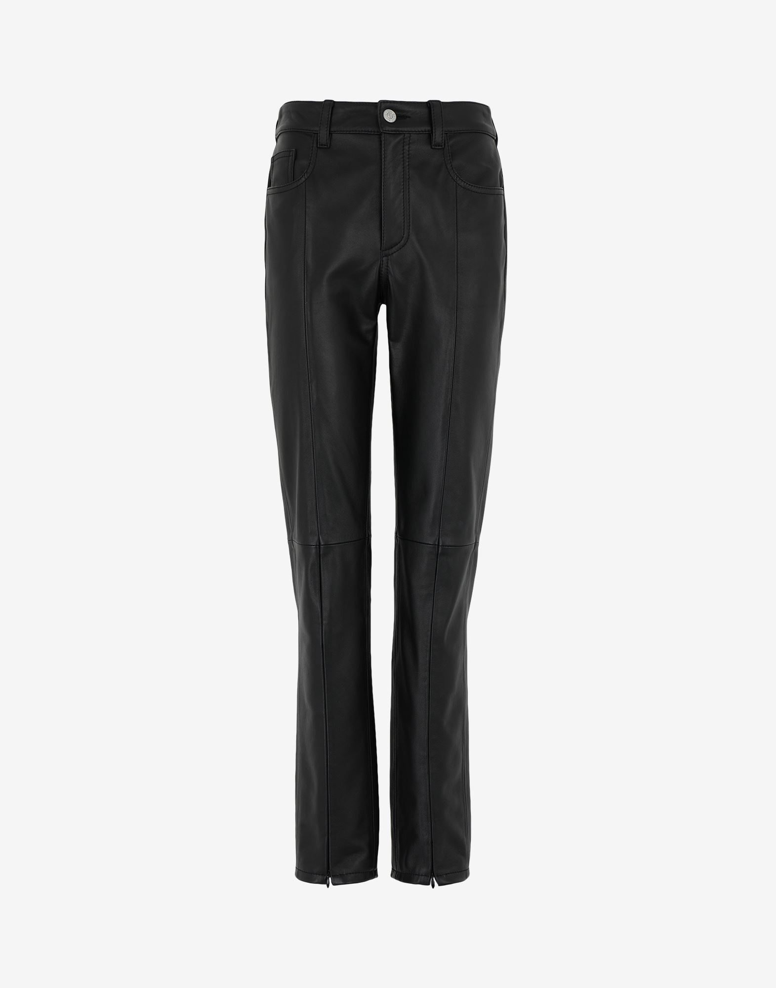 Split hem leather trousers - 1