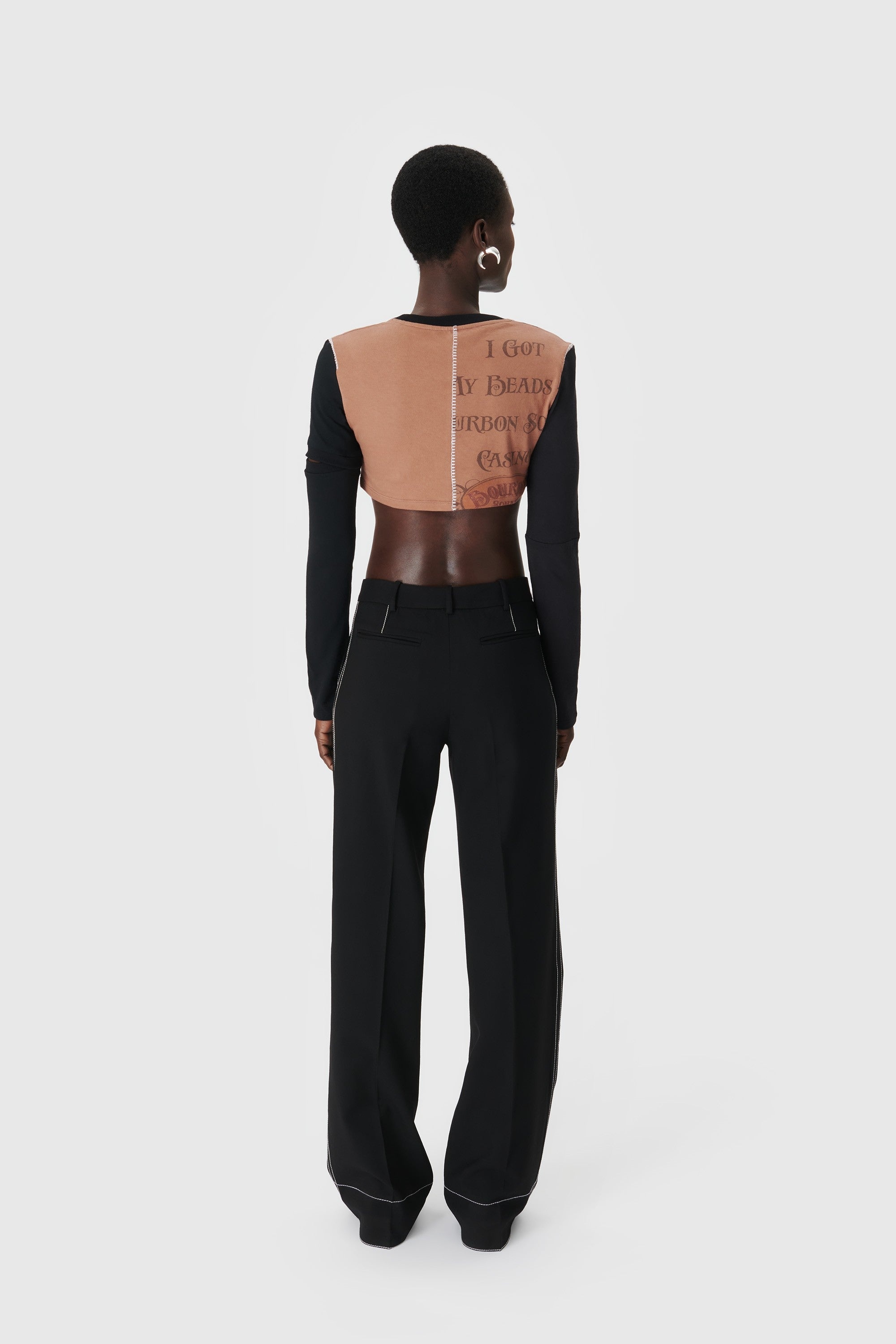 Regenerated Graphic T-shirt Patchwork Cropped Top - 3