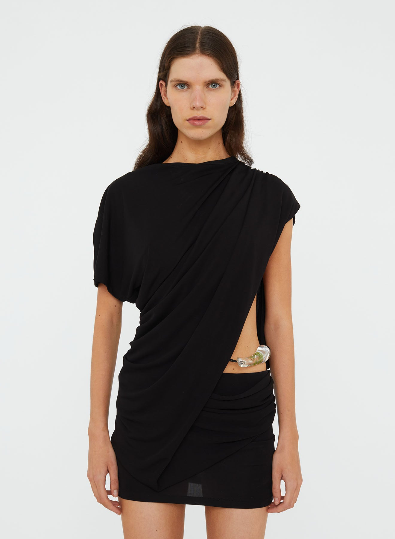 Encased Nature Resin Draped Jersey Dress - 4