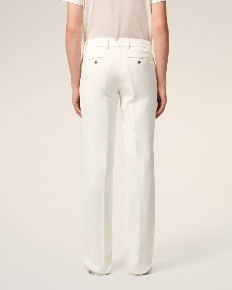 WHITE BLENDED LINEN STRAIGHT TROUSERS 4