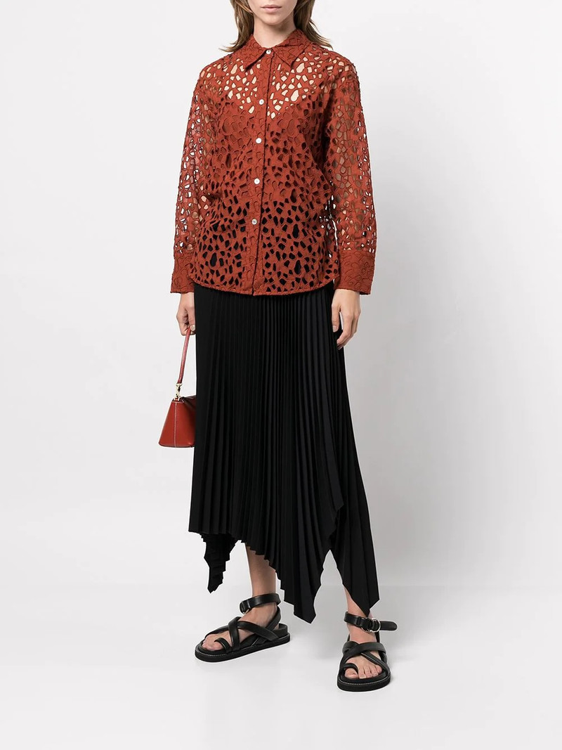 Vince lace-detail cotton blouse outlook