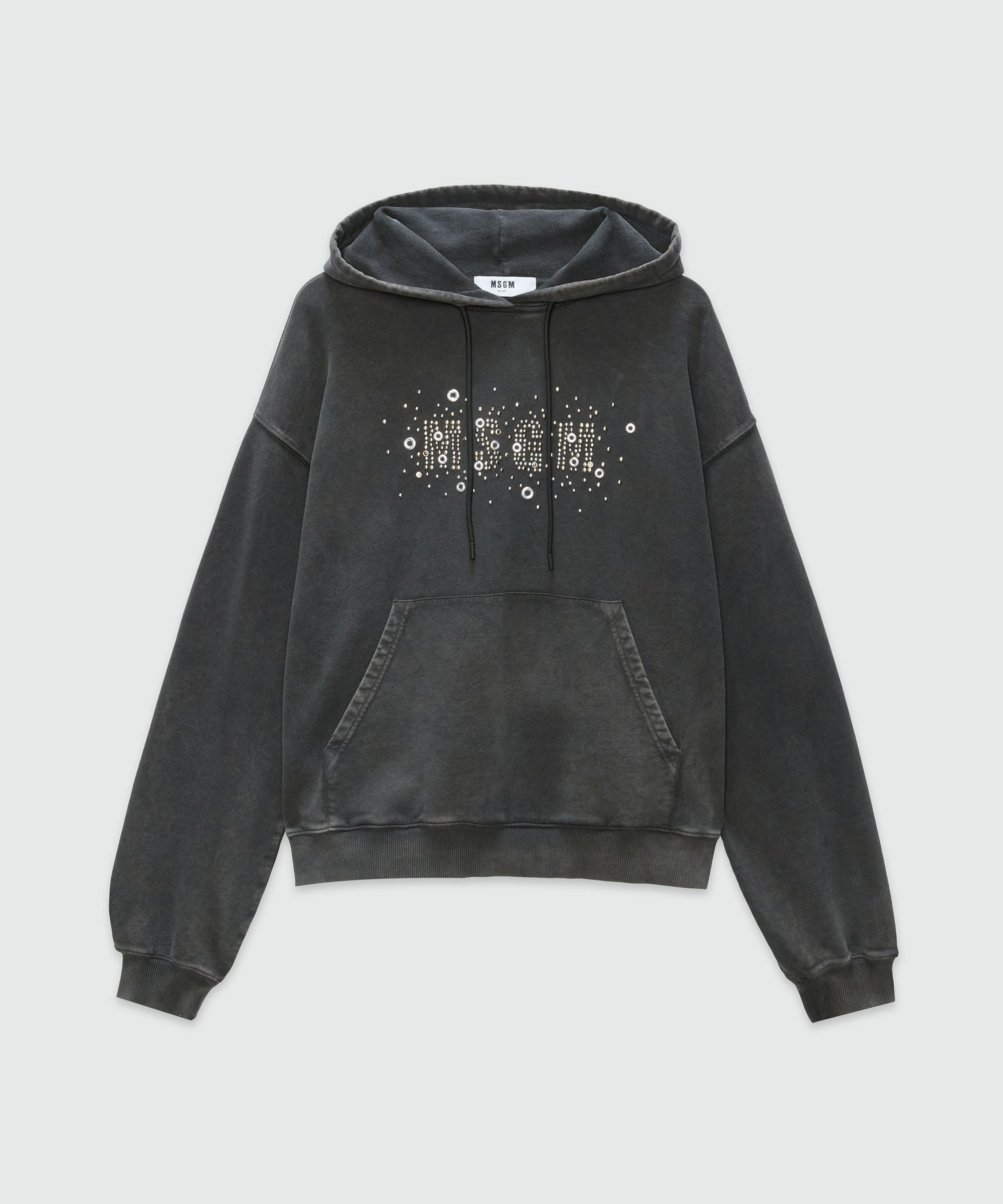 Pre-washed jersey sweatshirt with studded logo - 1