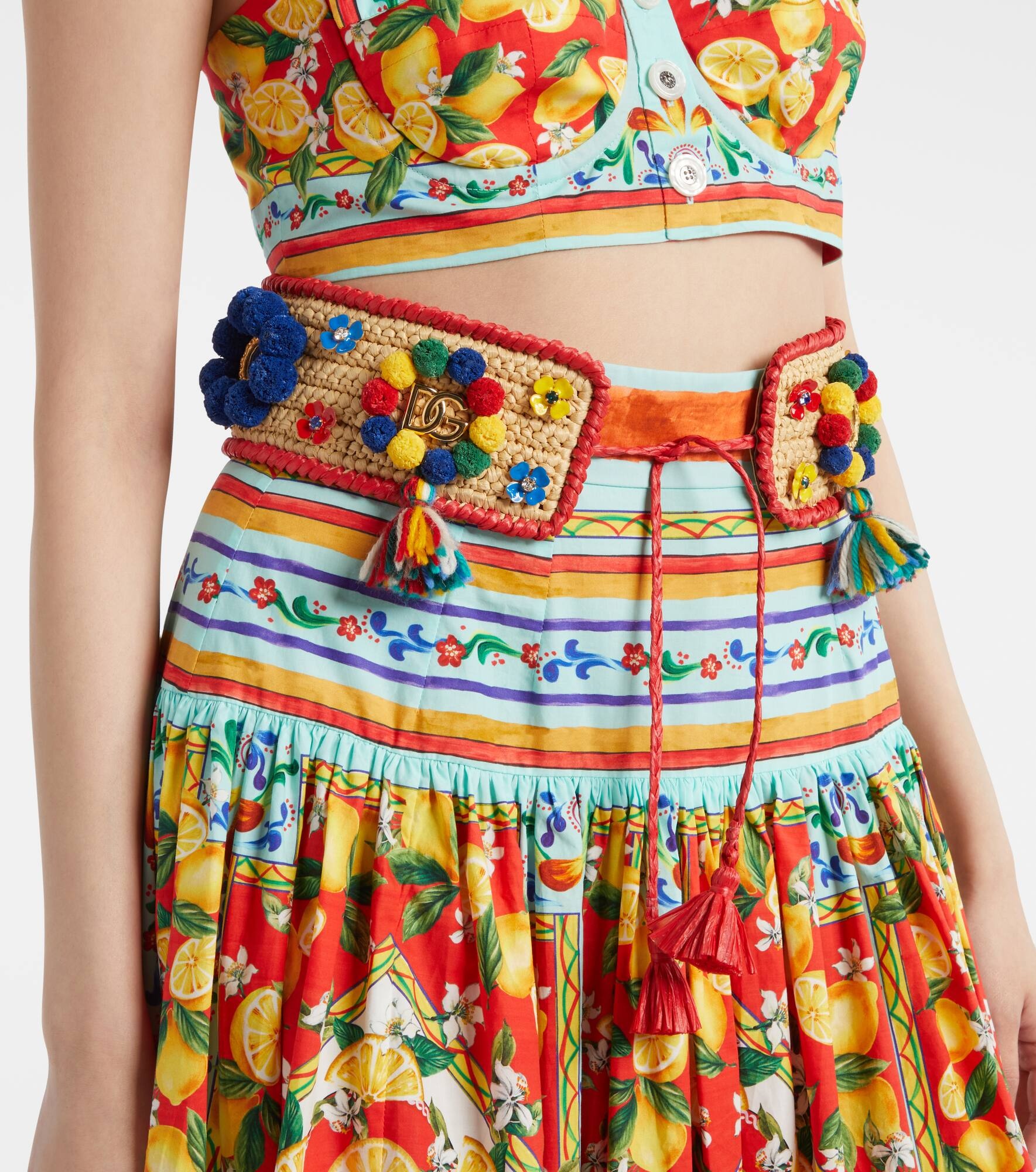 Embellished raffia belt - 2