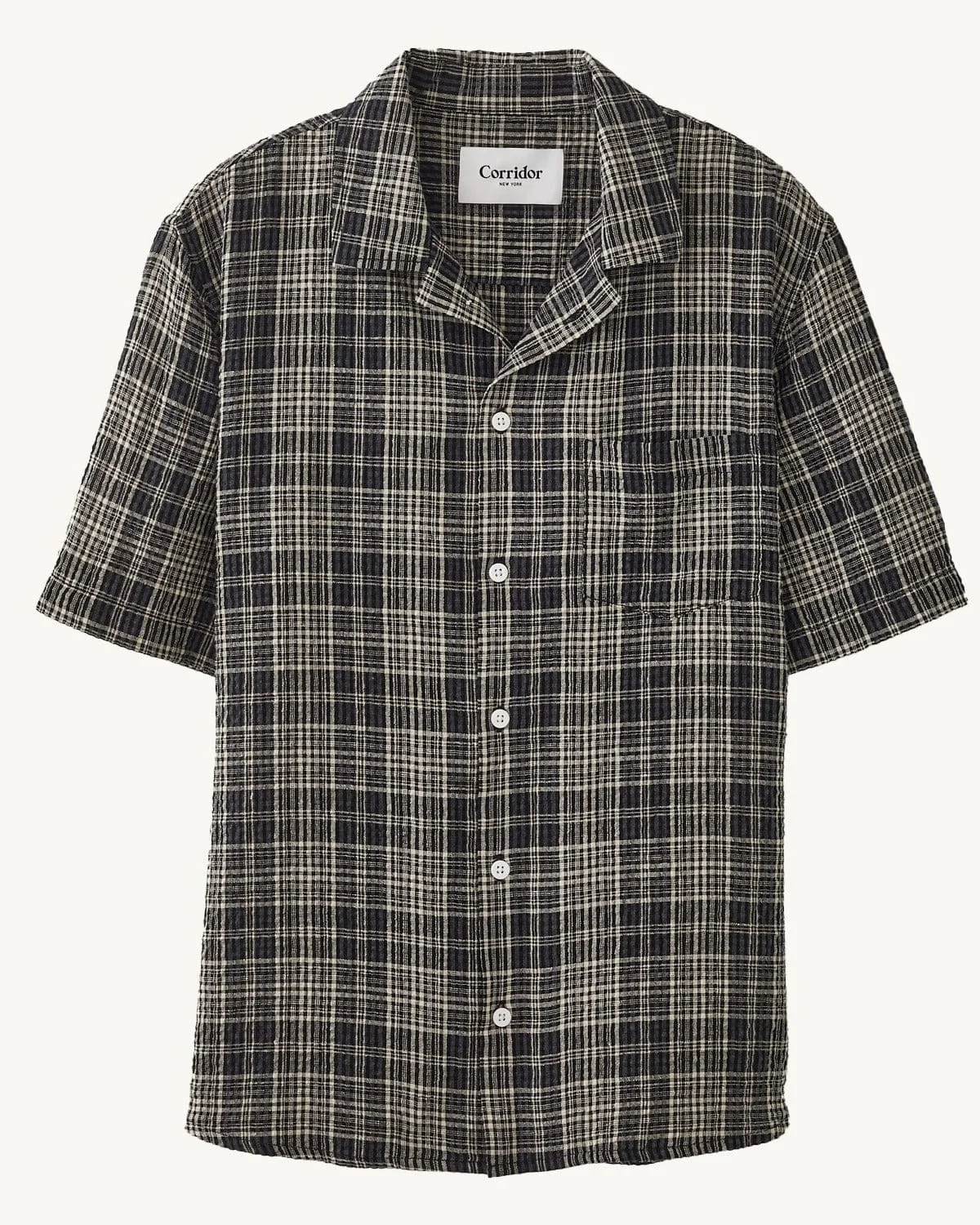 PLAID SEERSUCKER SS - BLACK - 1