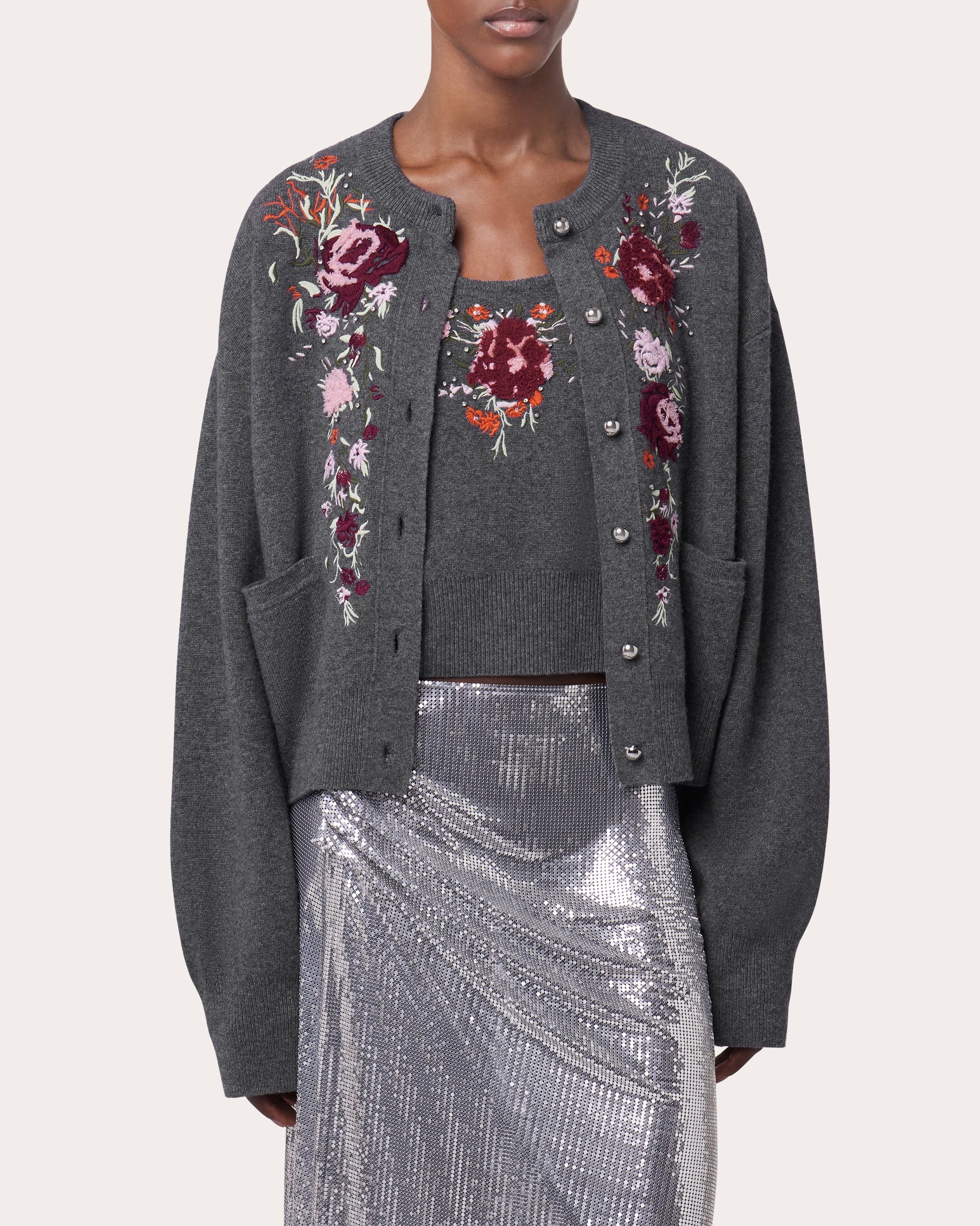 Crystal Embroidered Floral Wool-Cashmere Cardigan - 5