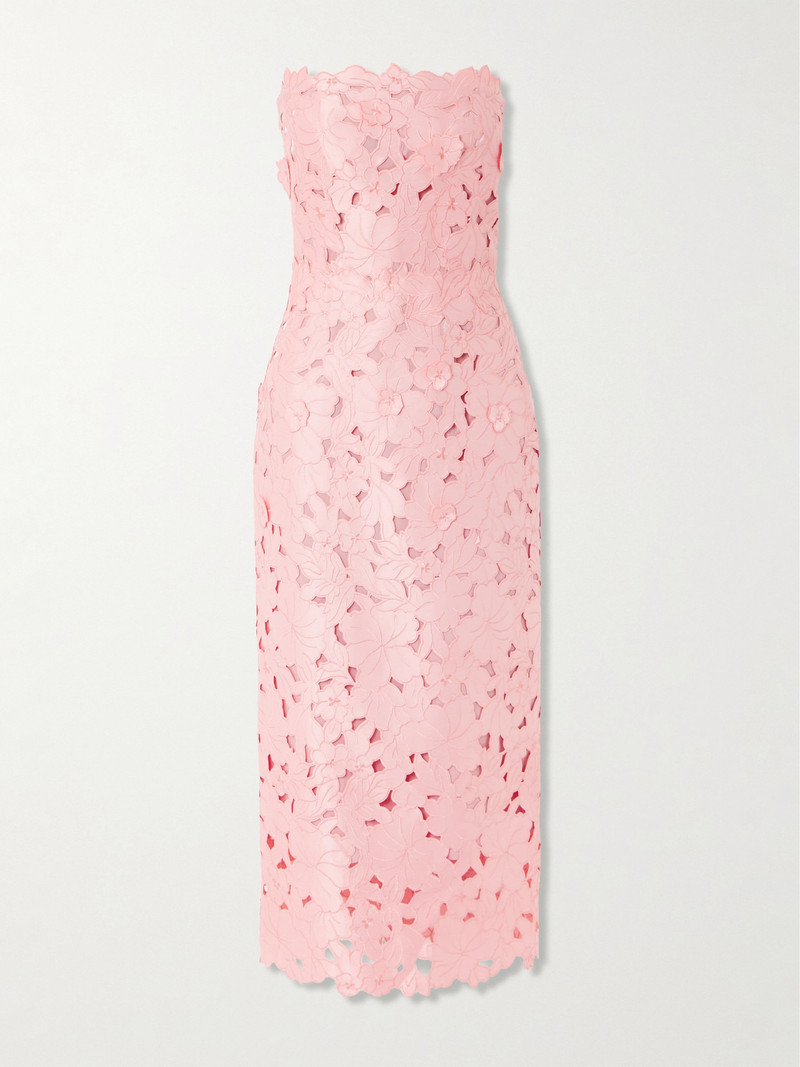 Delmara Strapless Cutout Embroidered Satin Midi Dress - 1