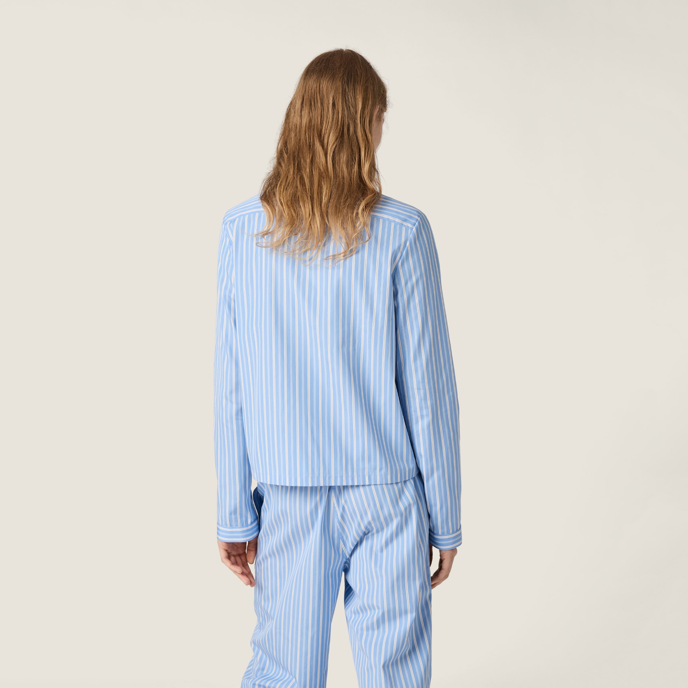 Striped poplin pajama shirt - 3