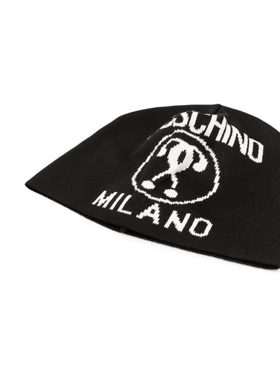 Moschino logo print beanie outlook