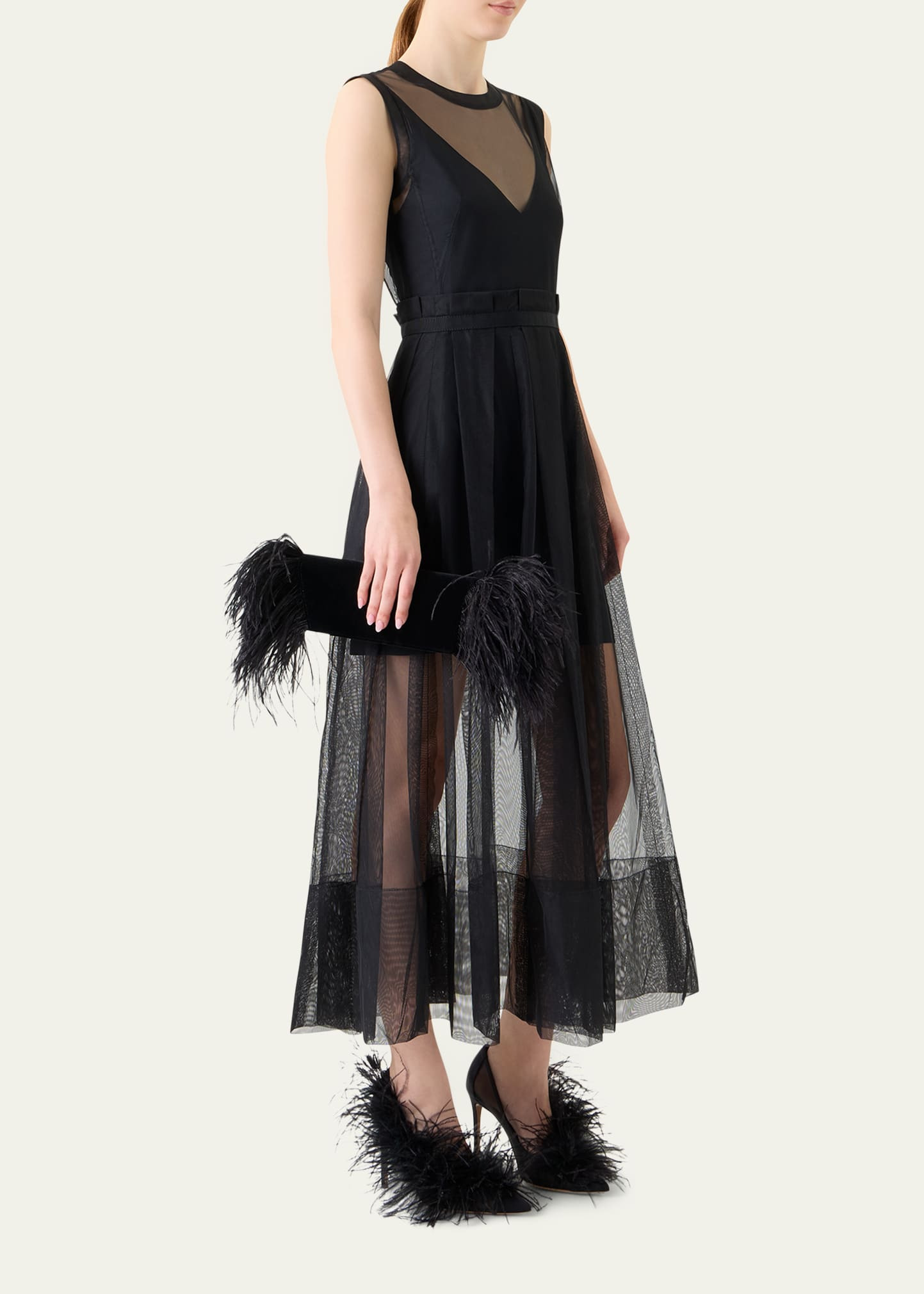 Anouk Small Clutch Bag with Feather Trim - 2