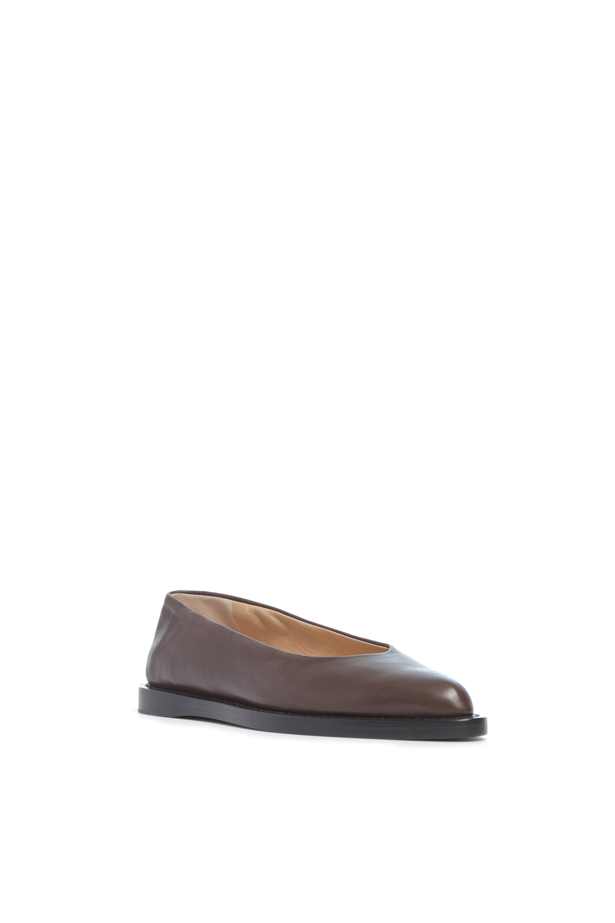 Kati Ballerina Flat Shoe in Chocolate Leather - 2