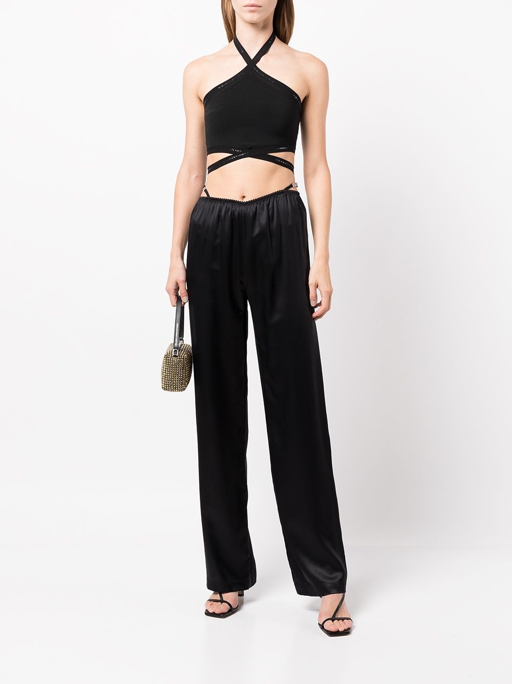 crystal thong satin trousers - 2