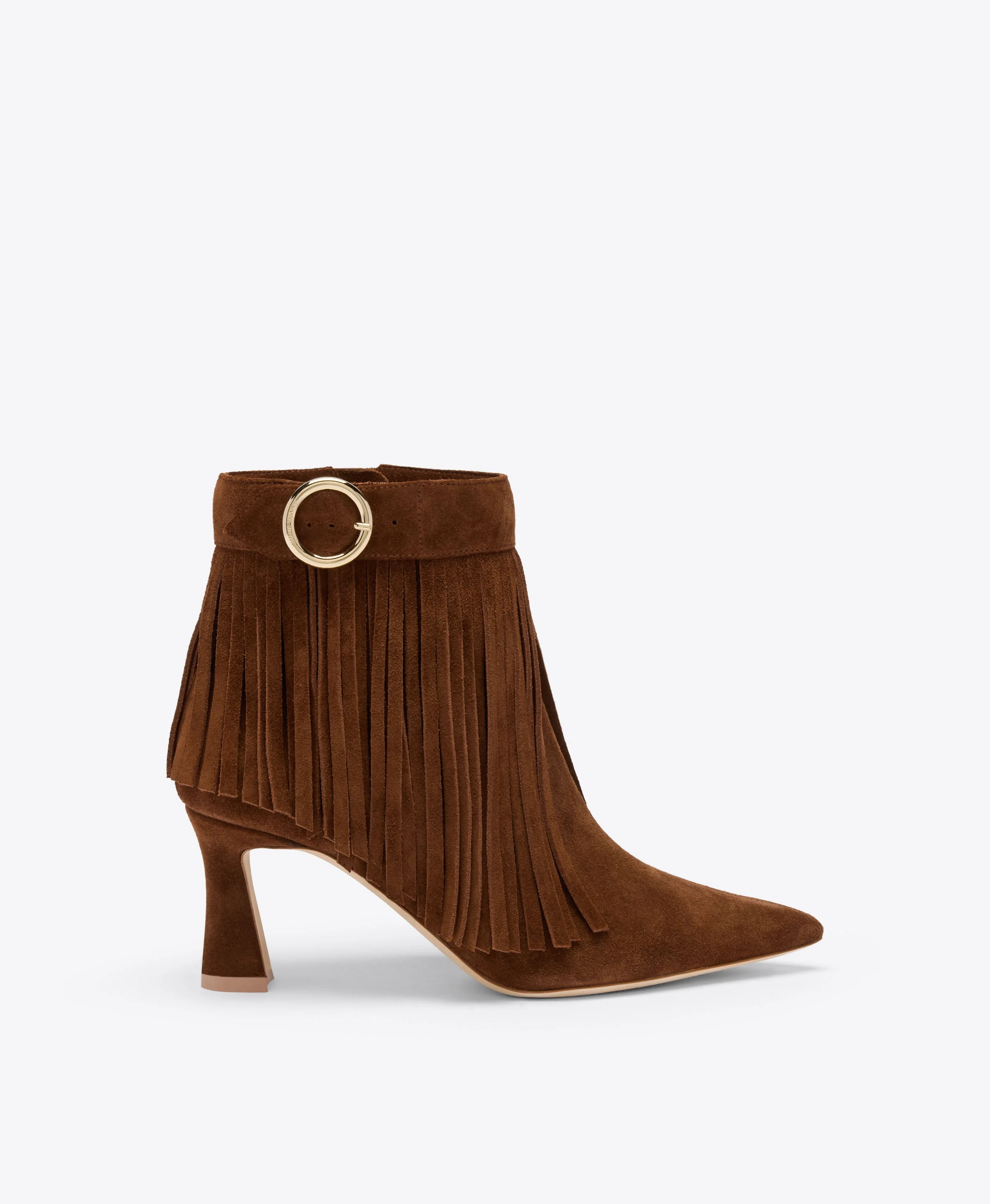 Donni 70 Brown Suede Fringed Heeled Ankle Boots - 1