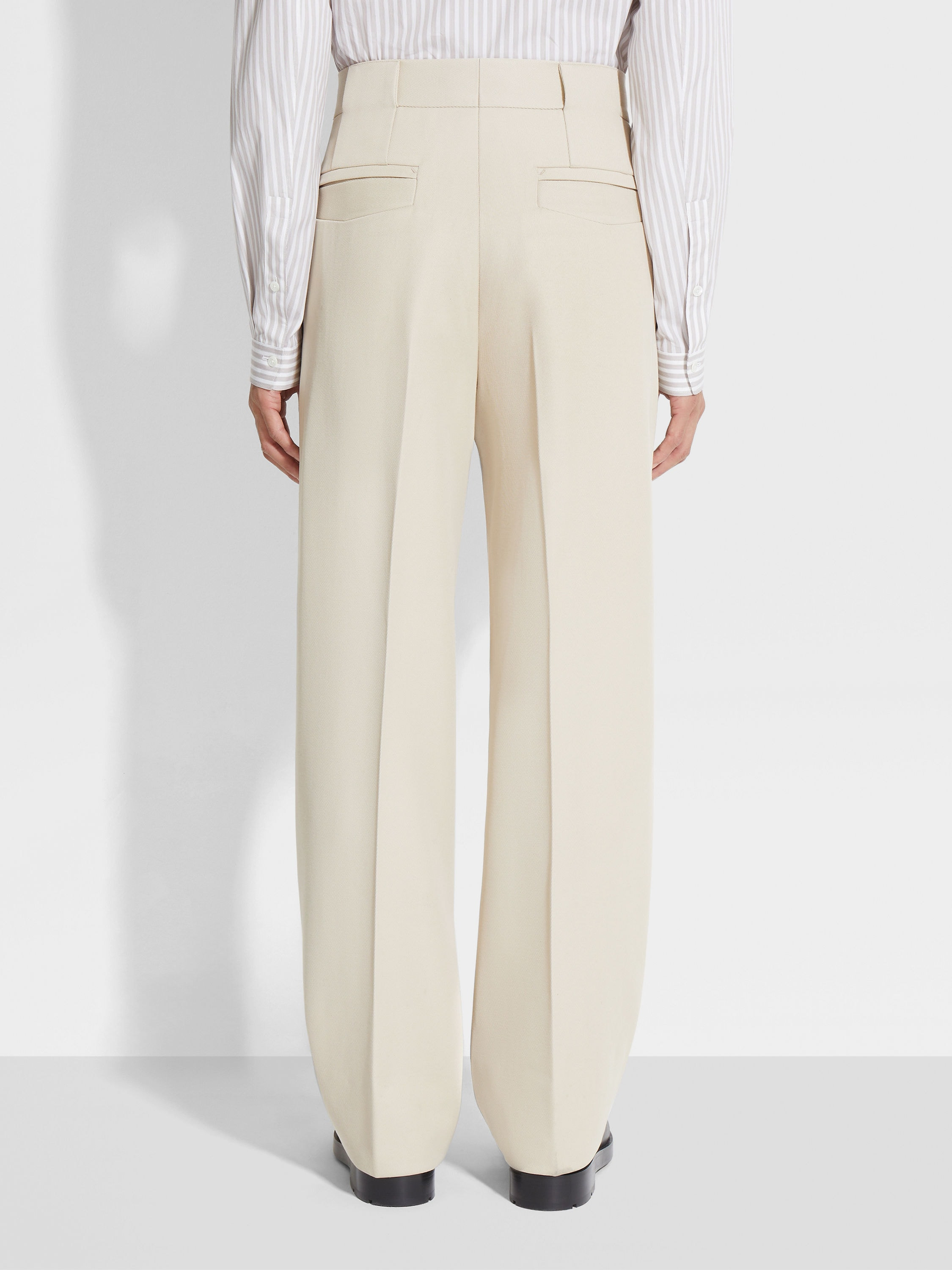 LIGHT BEIGE WOOL PANTS - 6