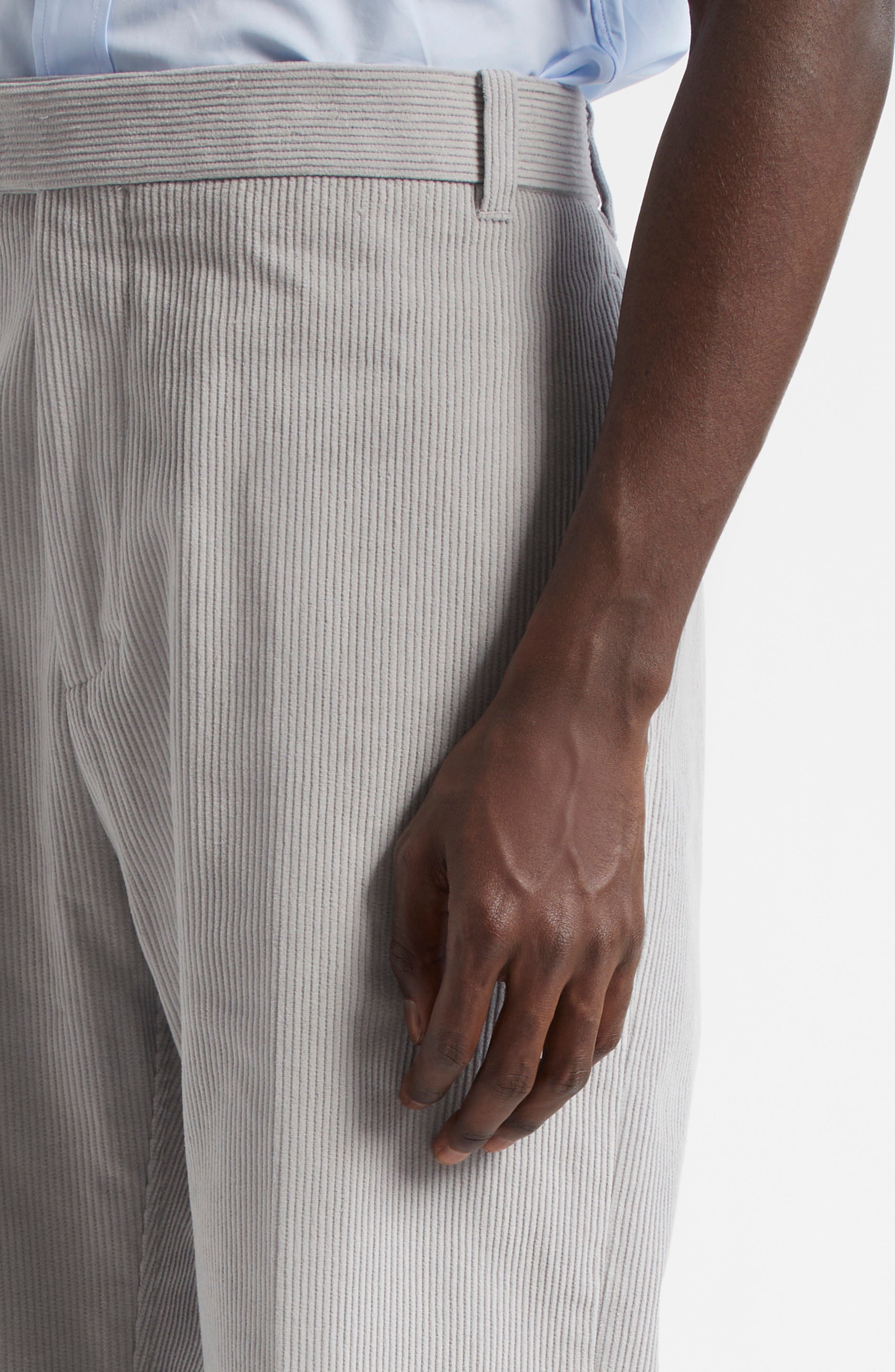Thom Browne Unconstructed Straight Leg Cotton Corduroy Pants in Light Grey at Nordstrom - 5