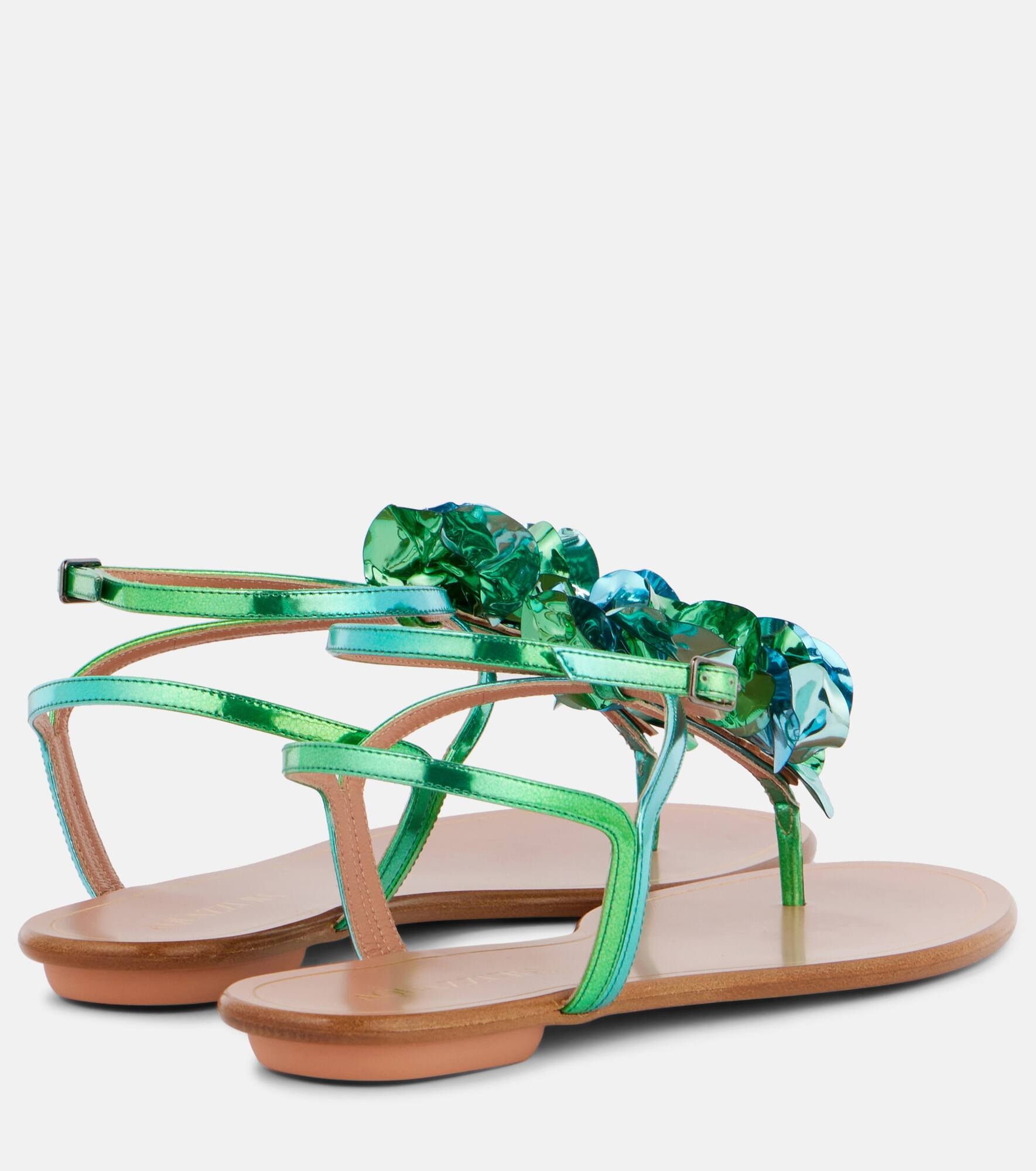 Summer Sun metallic leather thong sandals - 2