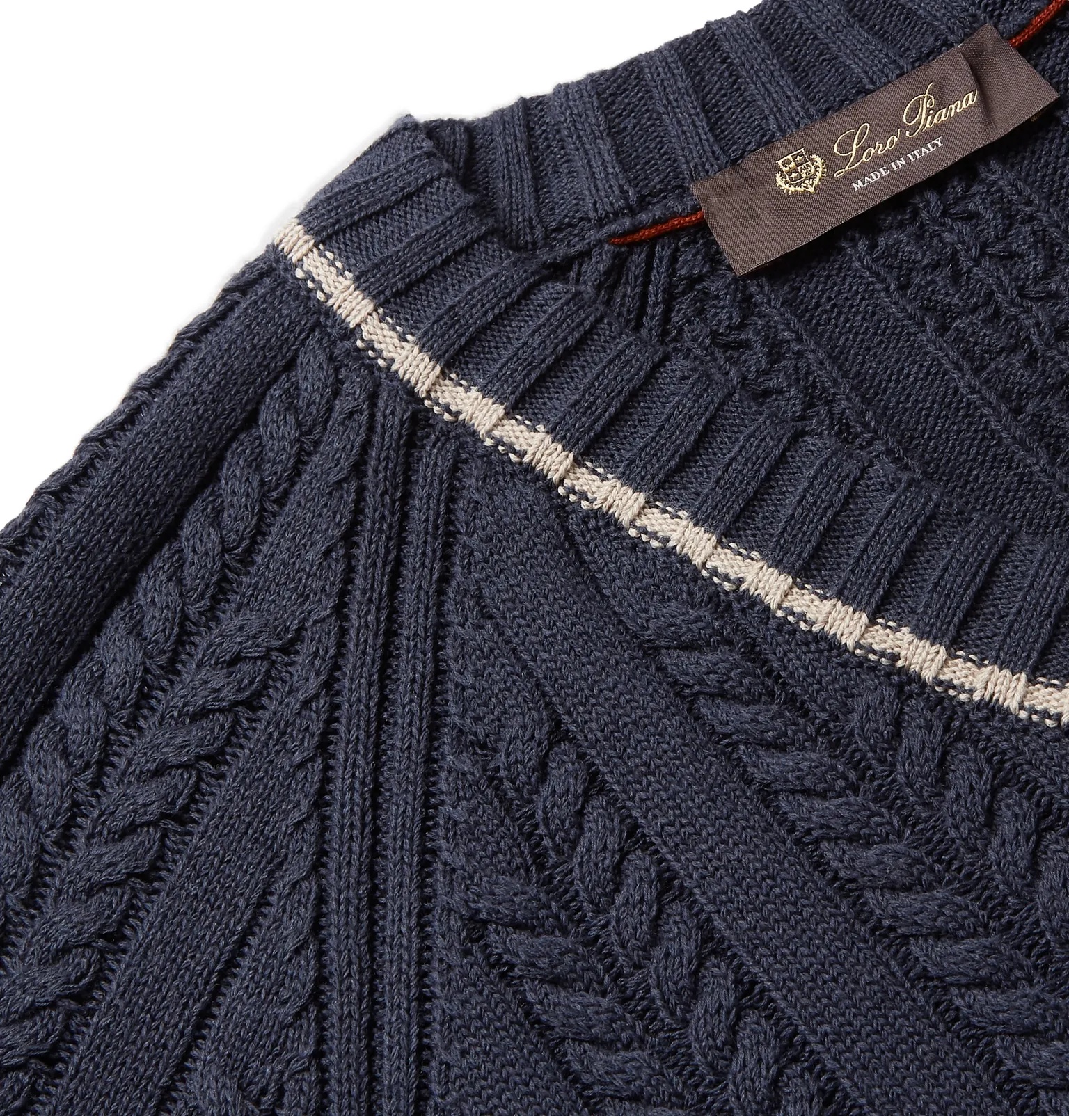 Striped Cable-Knit Cotton and Silk-Blend Sweater - 6